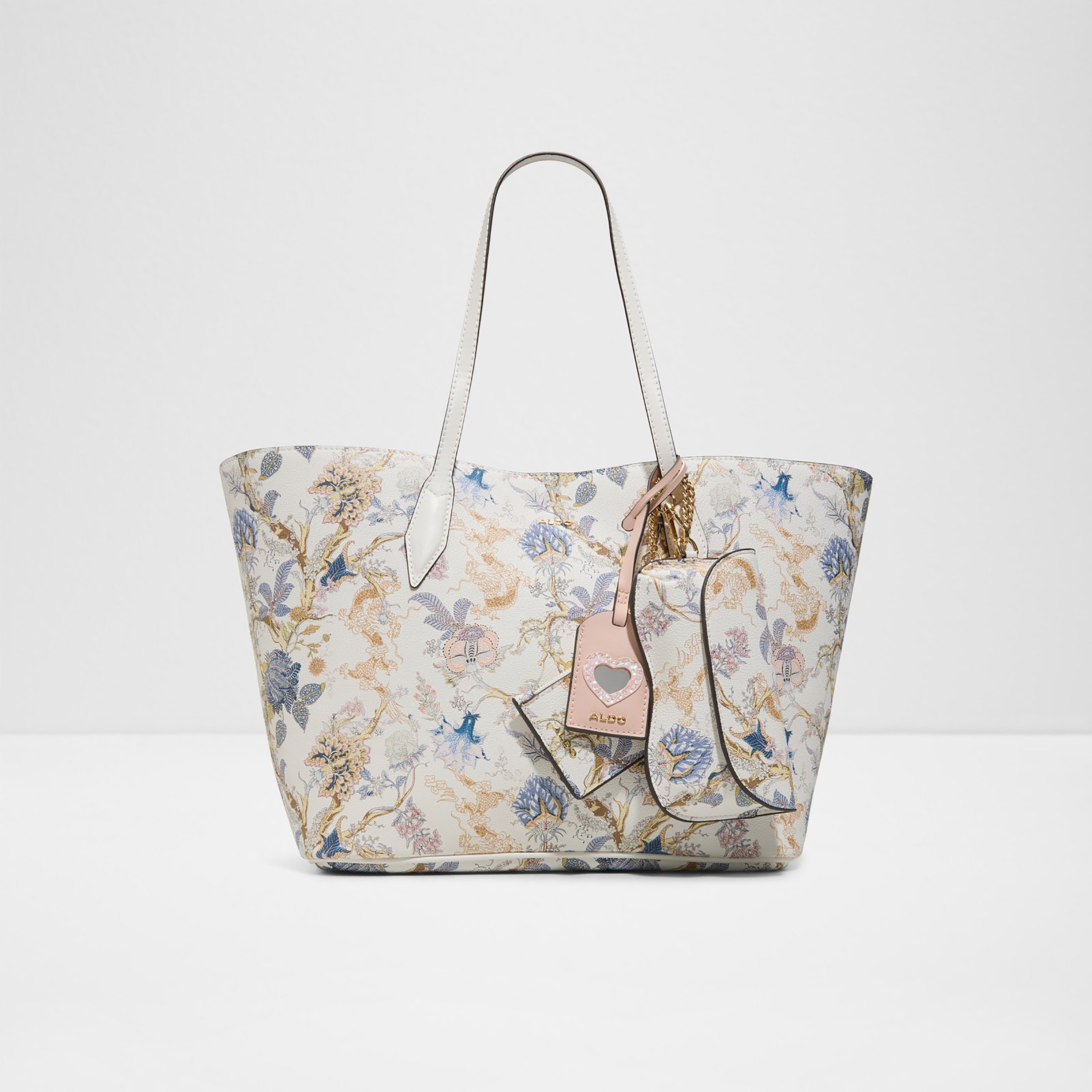 Aldo Floral Printed Double Handle Tote Bag & Pouch with Zip Closure-women-bagsandwallets-handbags-image-1