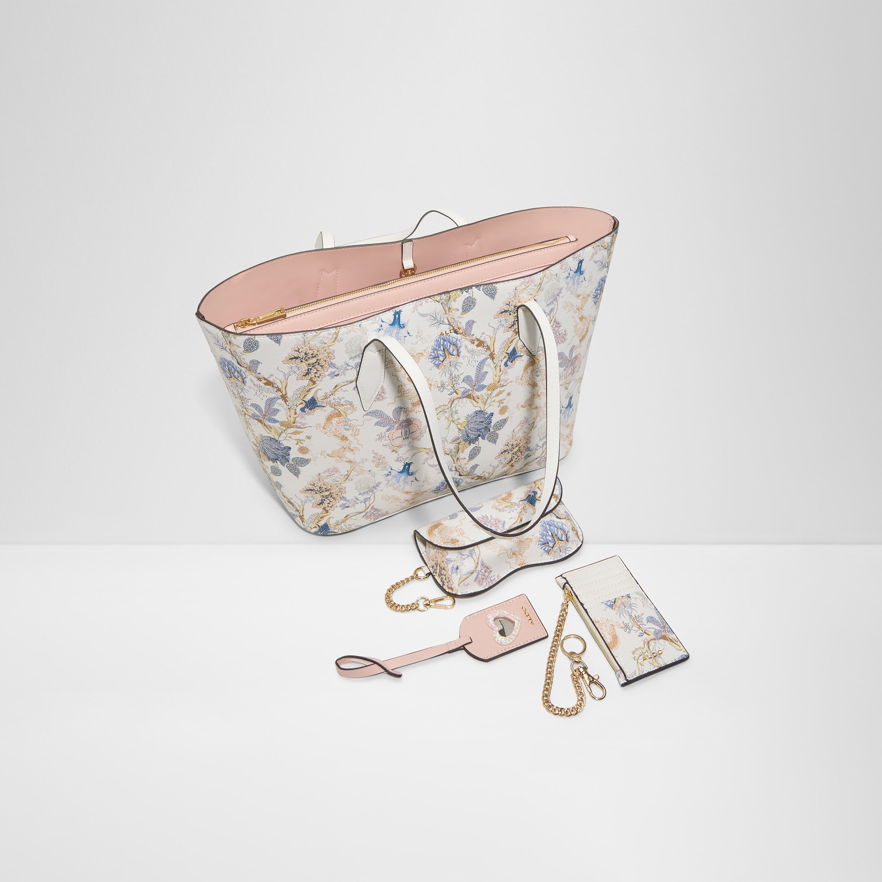 Aldo Floral Printed Double Handle Tote Bag & Pouch with Zip Closure-women-bagsandwallets-handbags-image-3