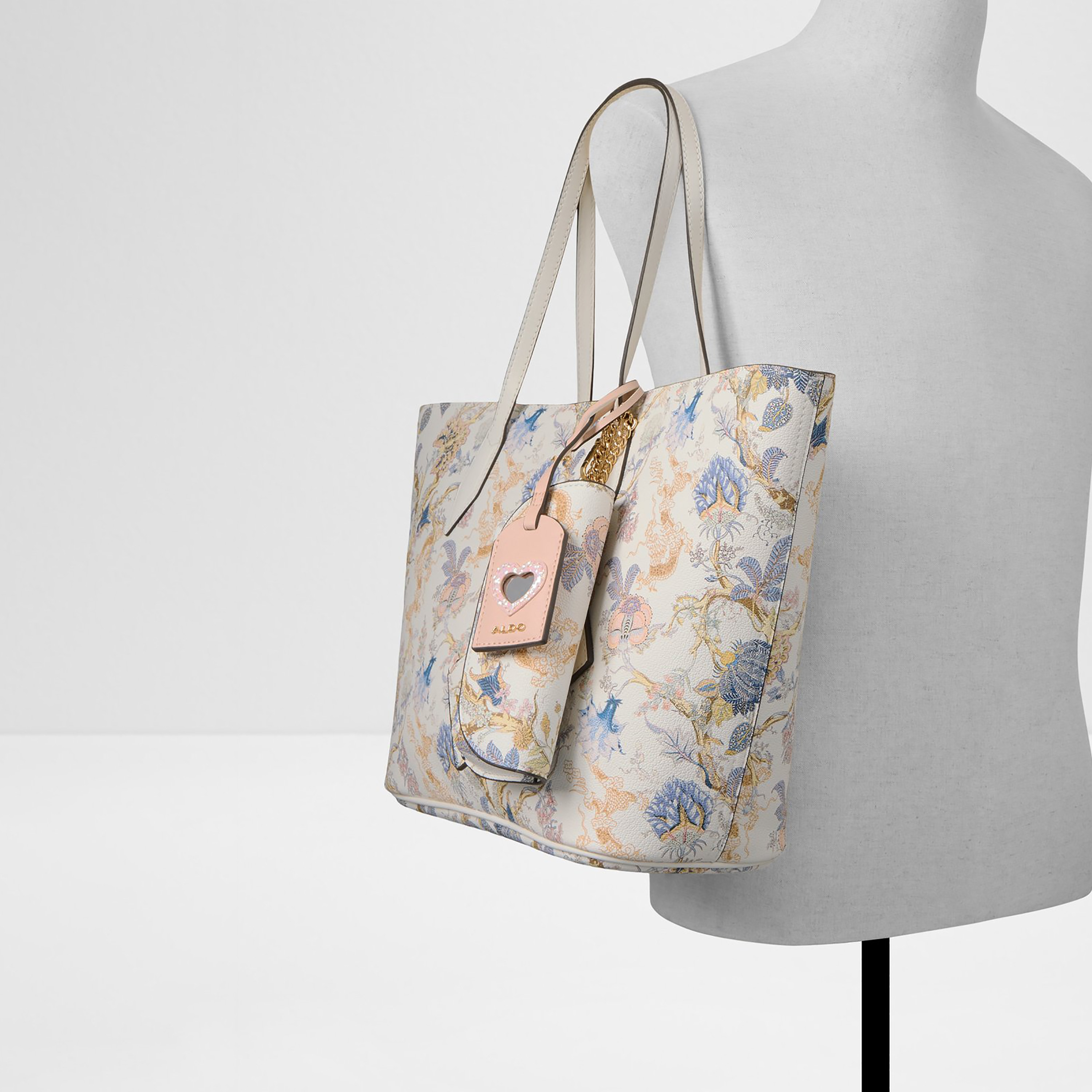 Aldo Floral Printed Double Handle Tote Bag & Pouch with Zip Closure-women-bagsandwallets-handbags-image-4