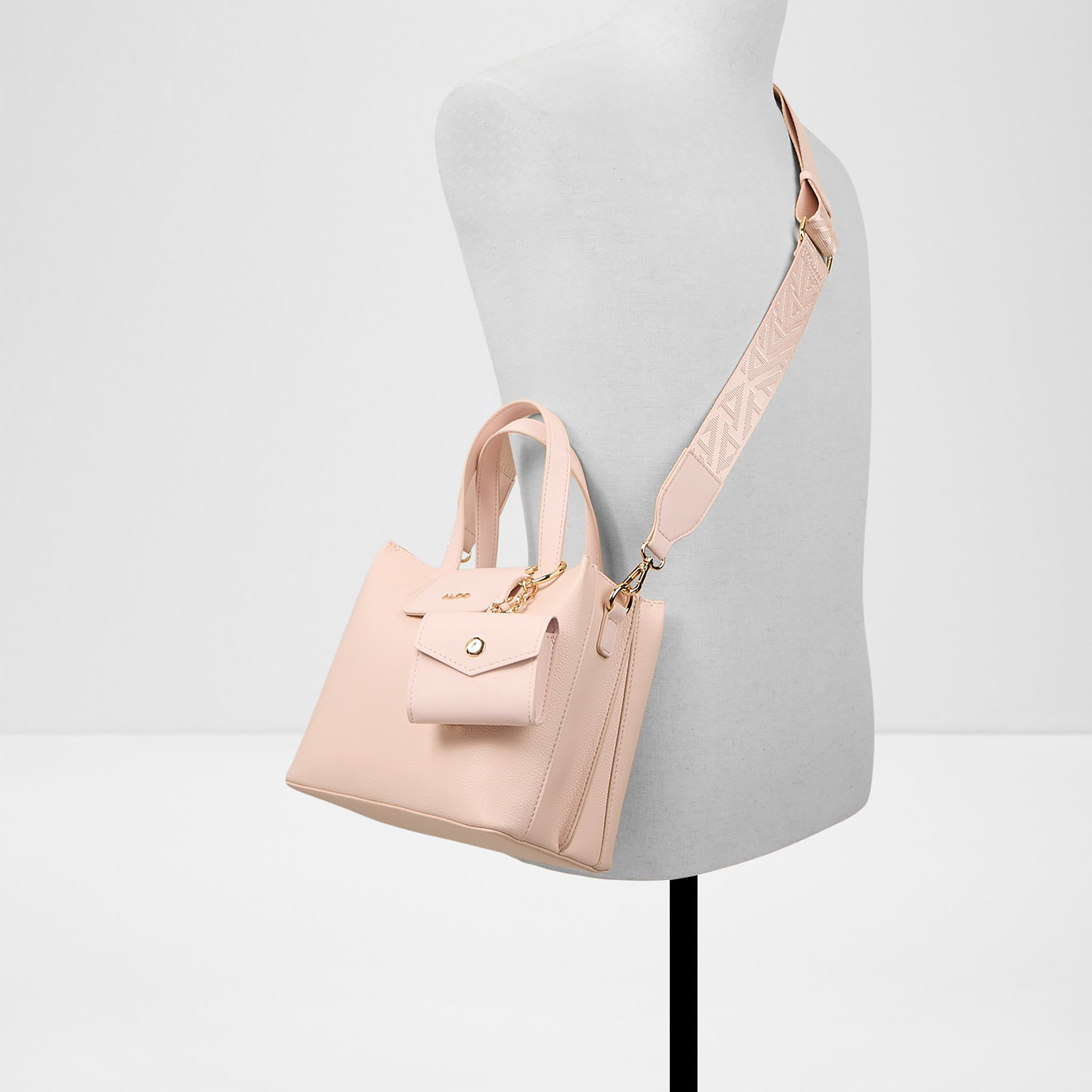 Aldo Caliora Textured Double Handle Satchel Bag & Pouch with Magnetic Closure & Strap-women-bagsandwallets-handbags-image-4