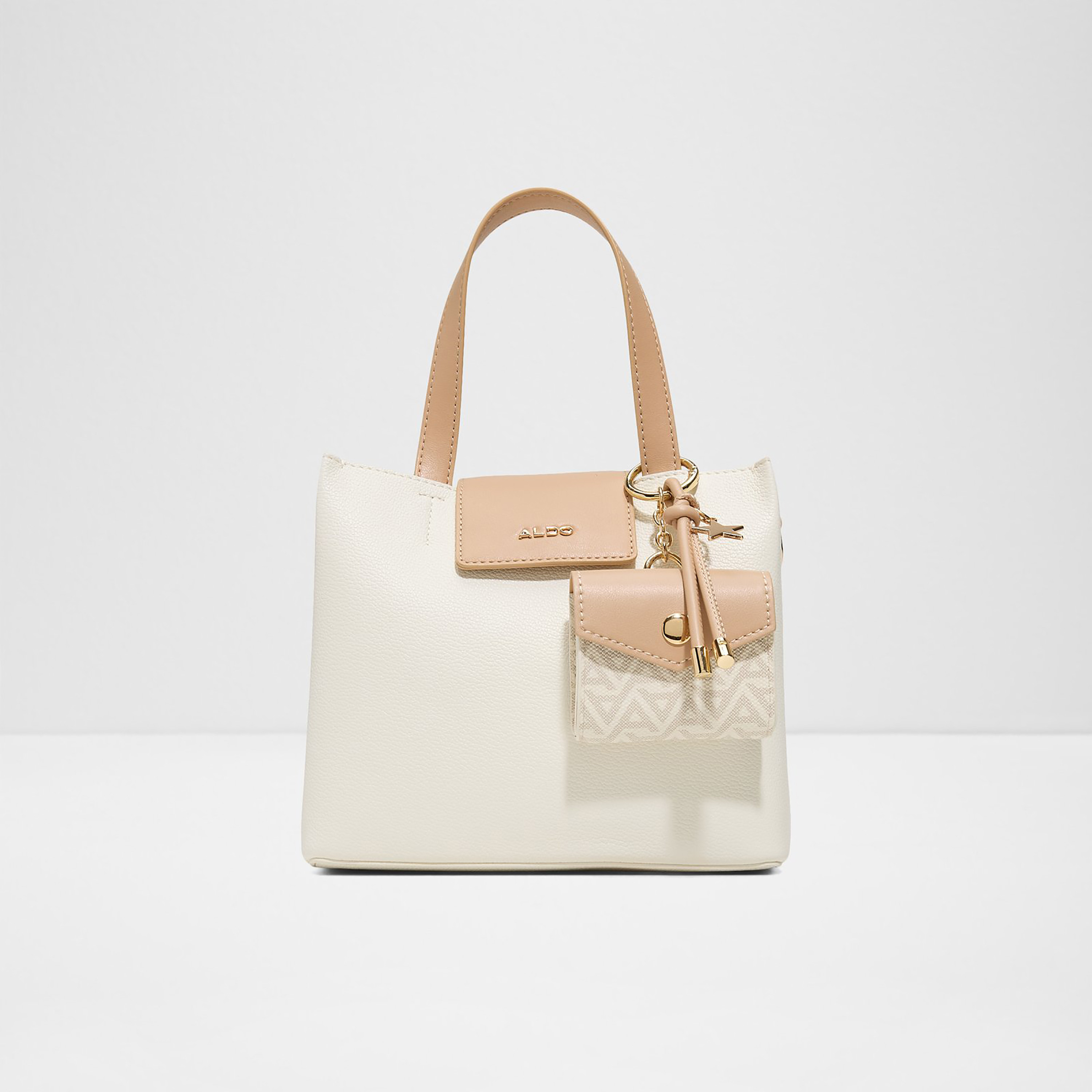 Aldo Caliora Textured Double Handle Satchel Bag & Pouch with Magnetic Closure & Strap-women-bagsandwallets-handbags-image-1