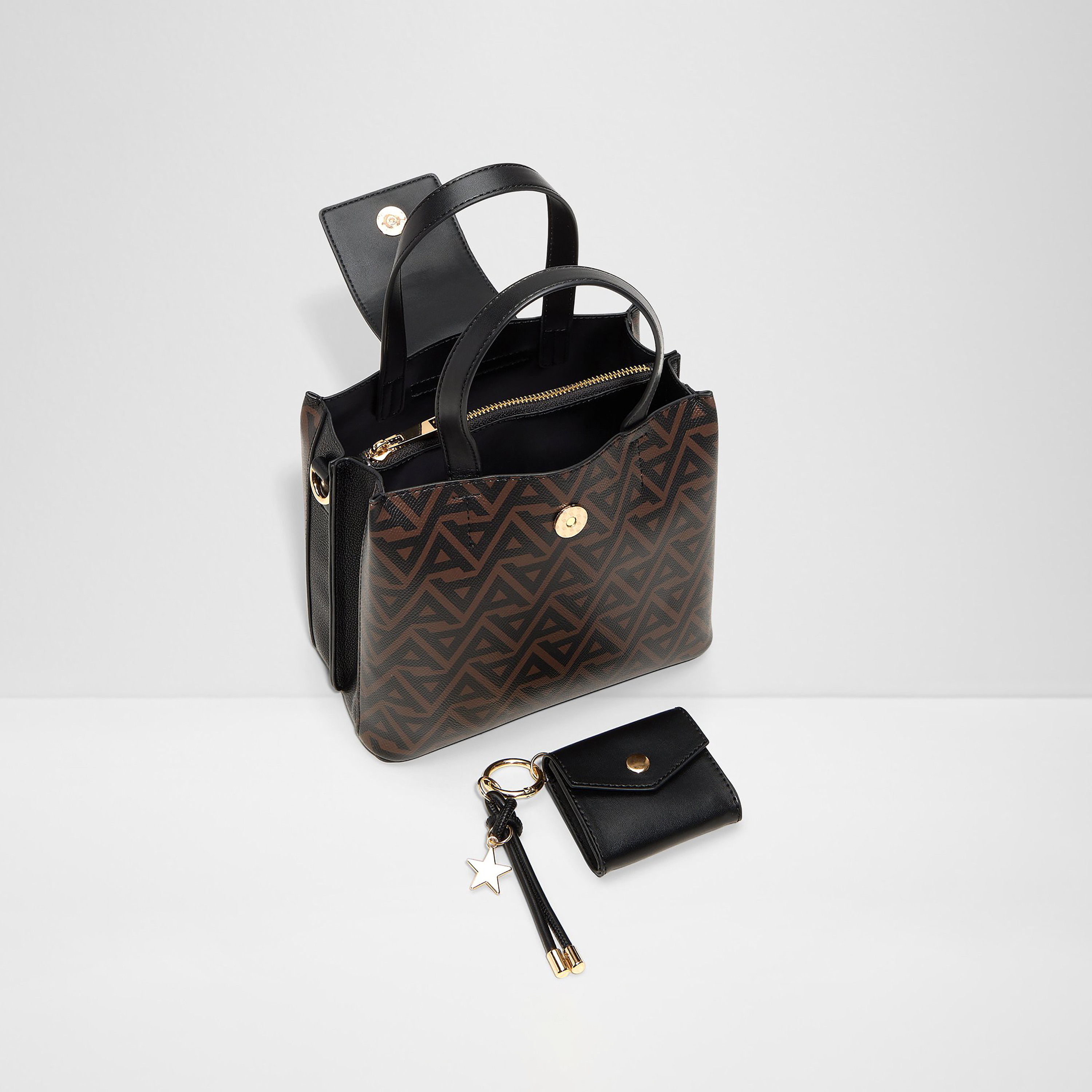 Aldo Caliora Monogram Double Handle Satchel Bag & Pouch with Magnetic Closure & Strap-women-bagsandwallets-handbags-image-3