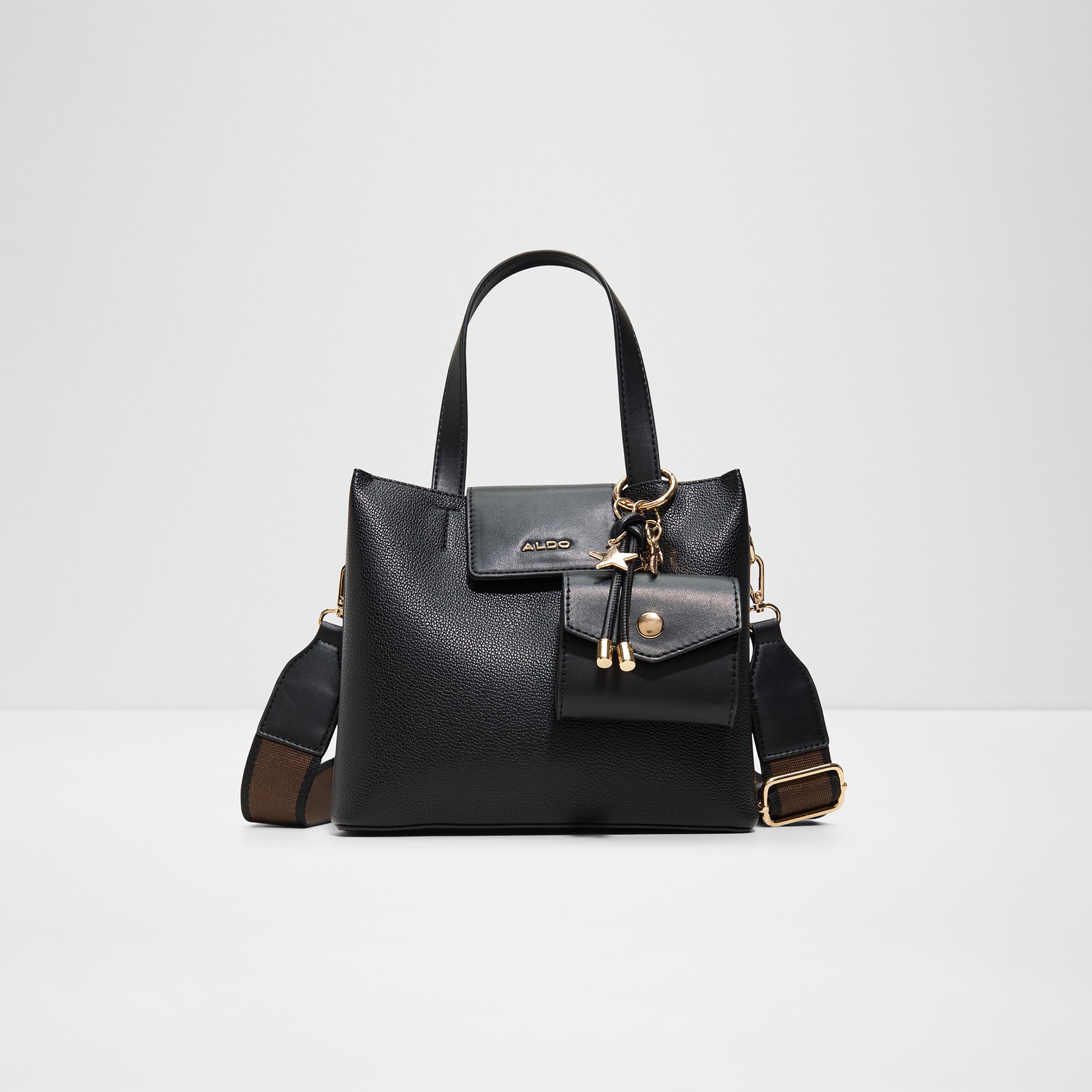 Aldo Caliora Textured Double Handle Satchel Bag with Magnetic Closure & Detachable Strap-women-bagsandwallets-handbags-image-1