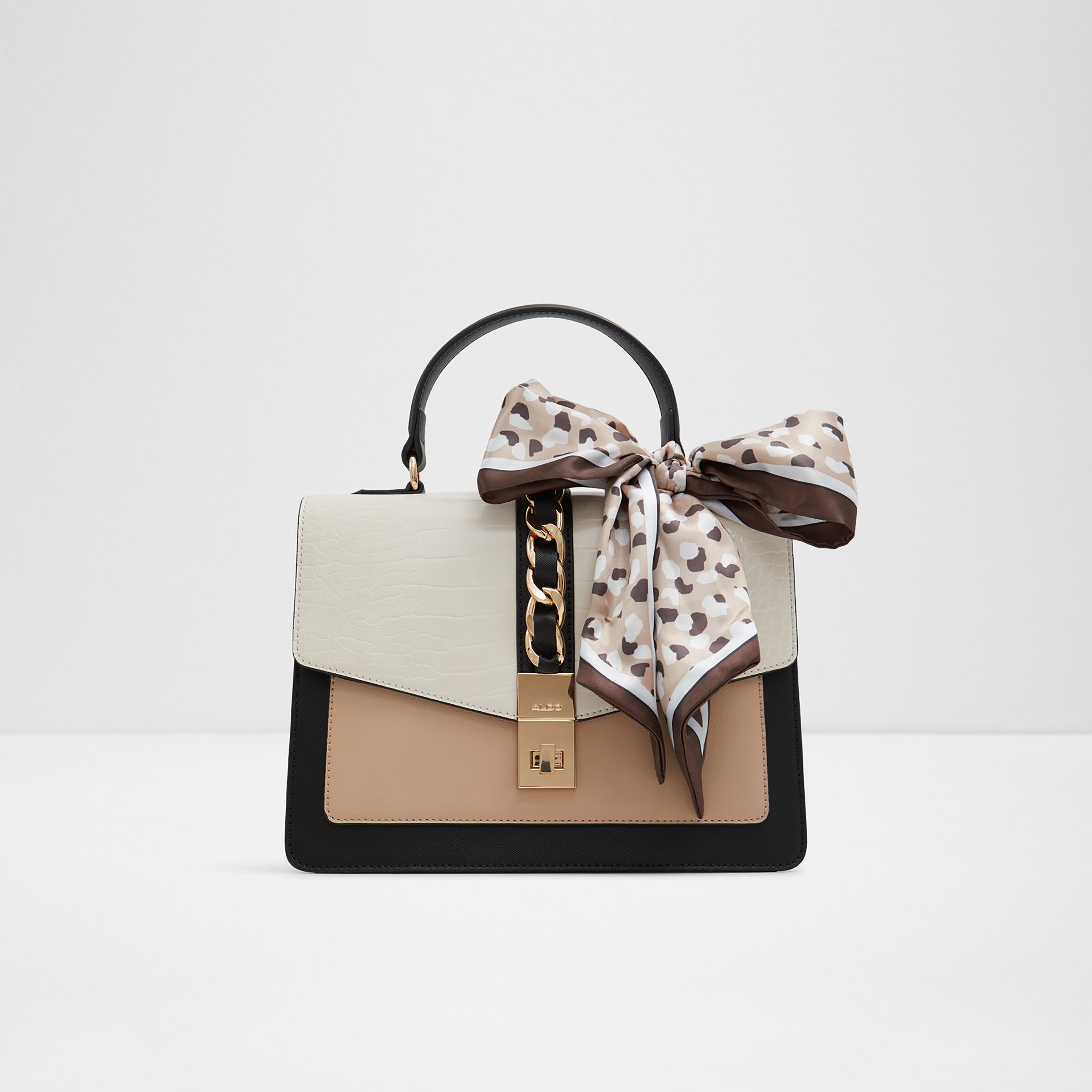 Aldo Cailla Color Blocked Top Handle Satchel Bag with Twist Lock & Adjustable Strap-women-bagsandwallets-handbags-image-1