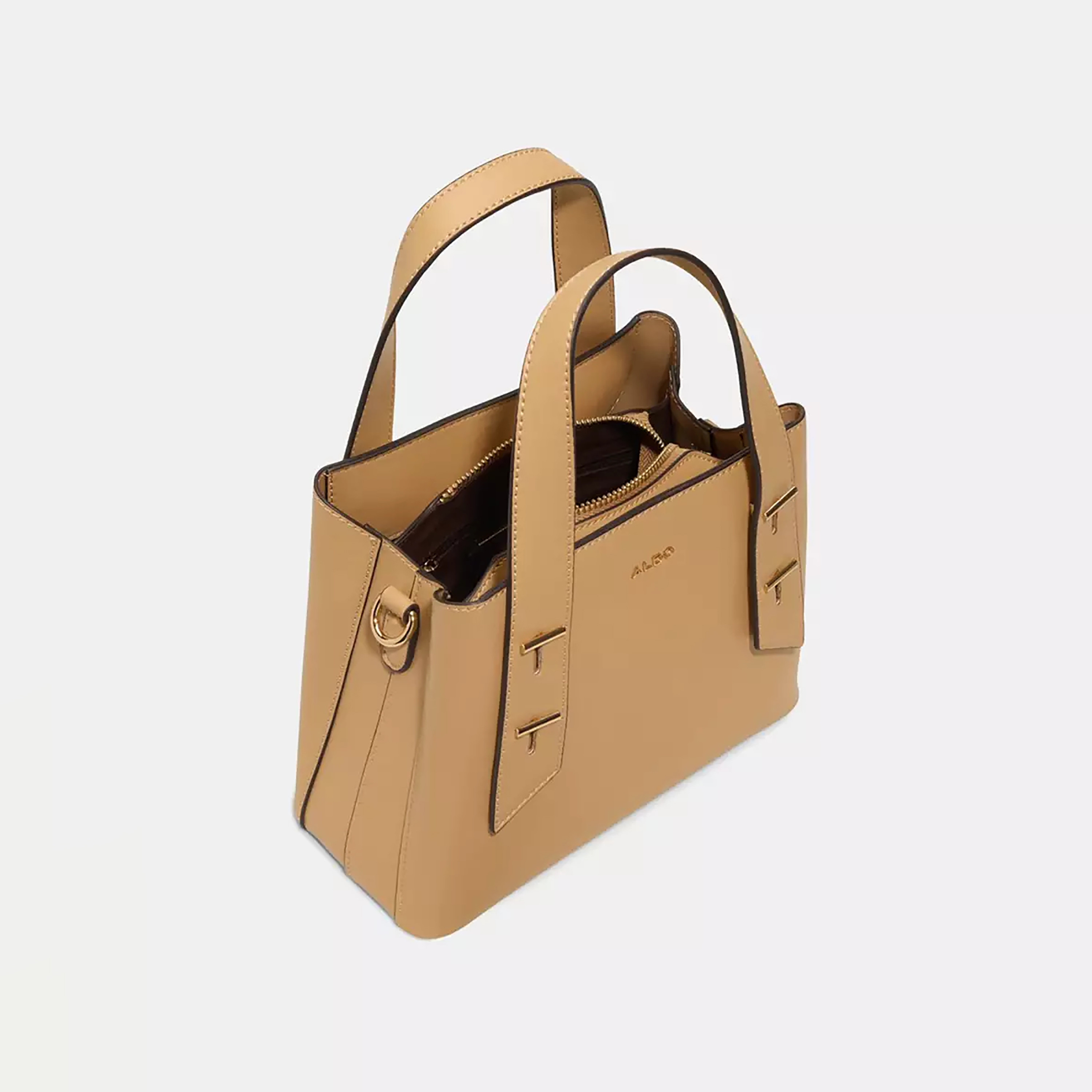 Aldo Zerina Plain Double Handle Satchel Bag with Zipper Closure & Detachable Strap-women-bagsandwallets-handbags-image-3