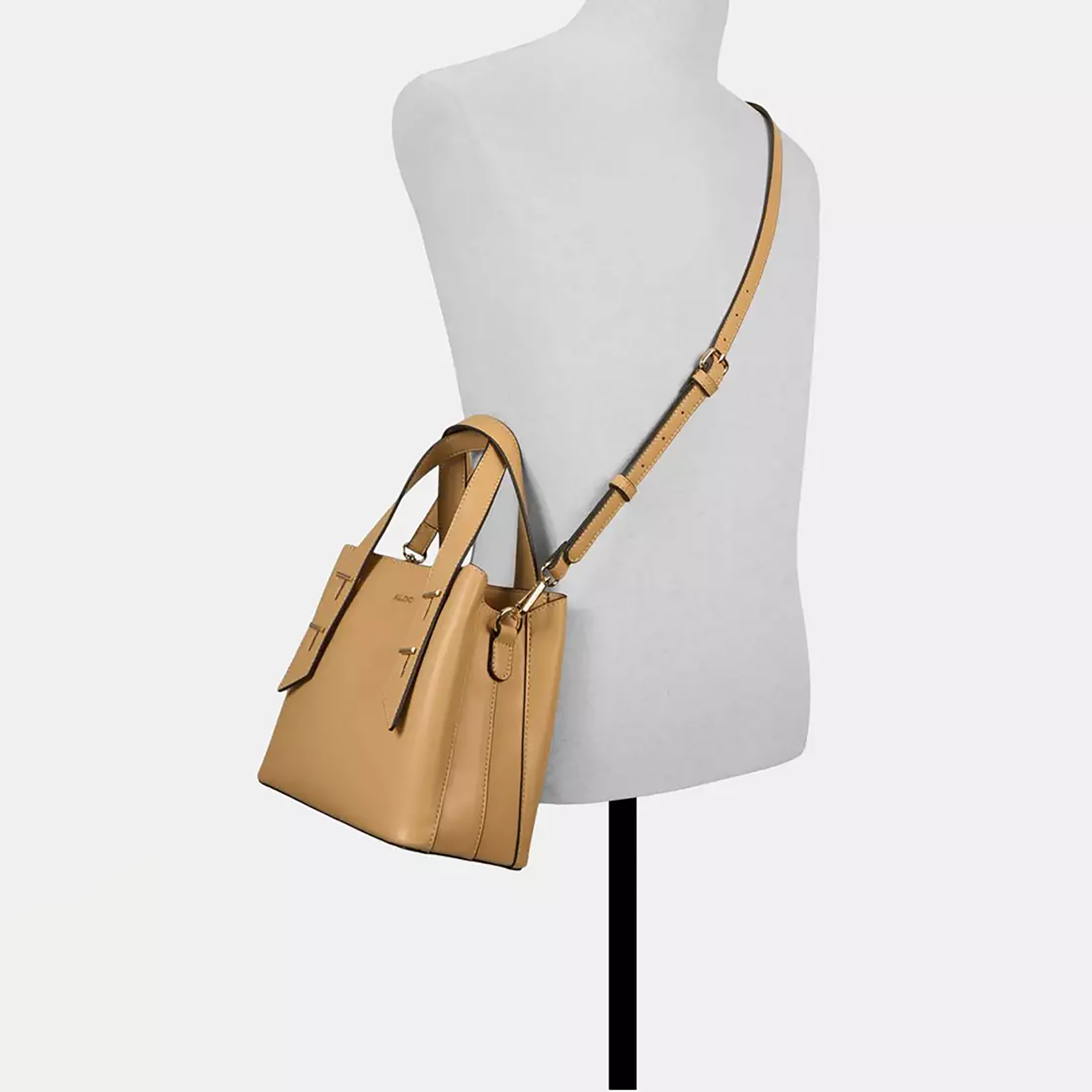 Aldo Zerina Plain Double Handle Satchel Bag with Zipper Closure & Detachable Strap-women-bagsandwallets-handbags-image-4