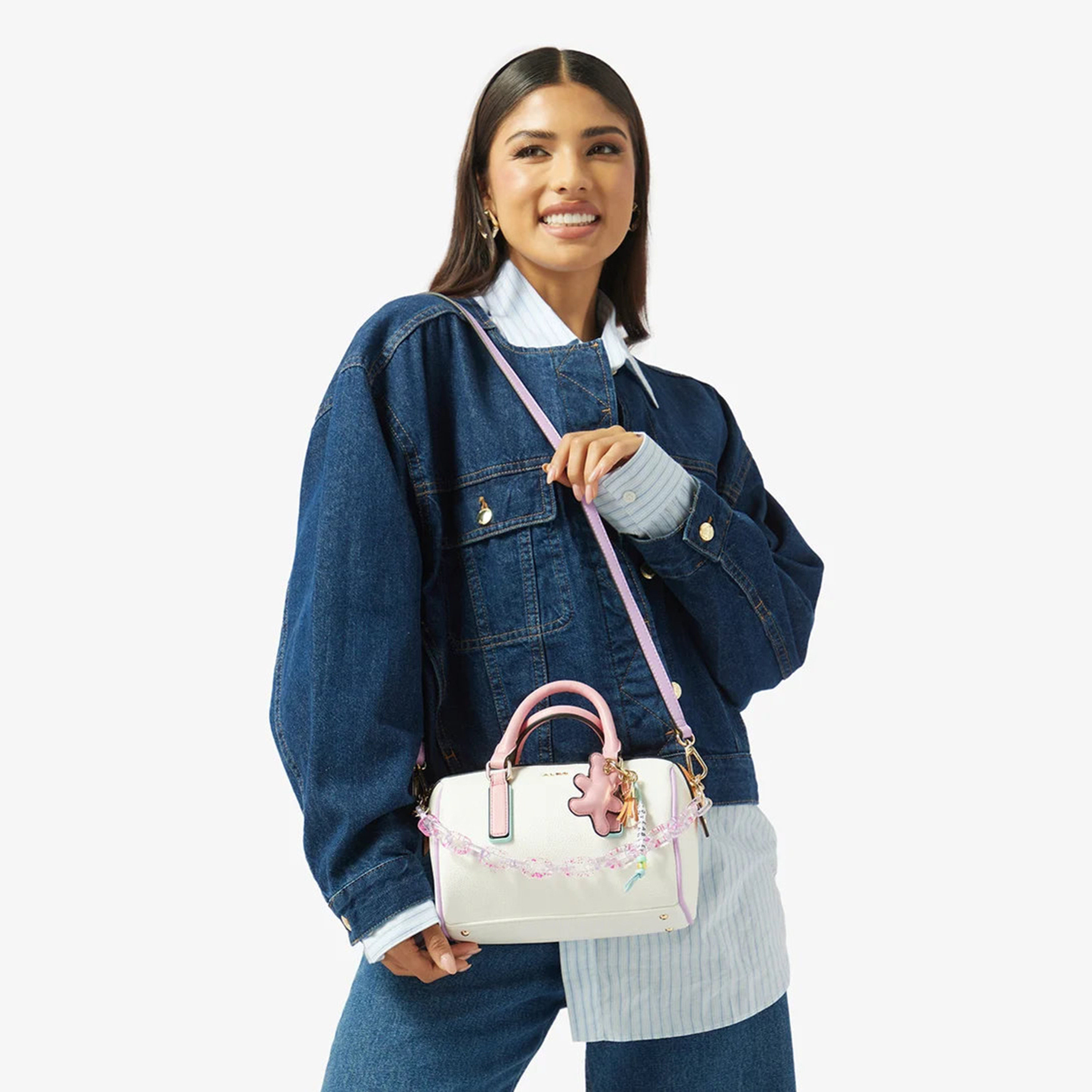Aldo Azelia Textured Double Handle Shoulder Bag with Zip Closure & Strap-women-bagsandwallets-handbags-image-5