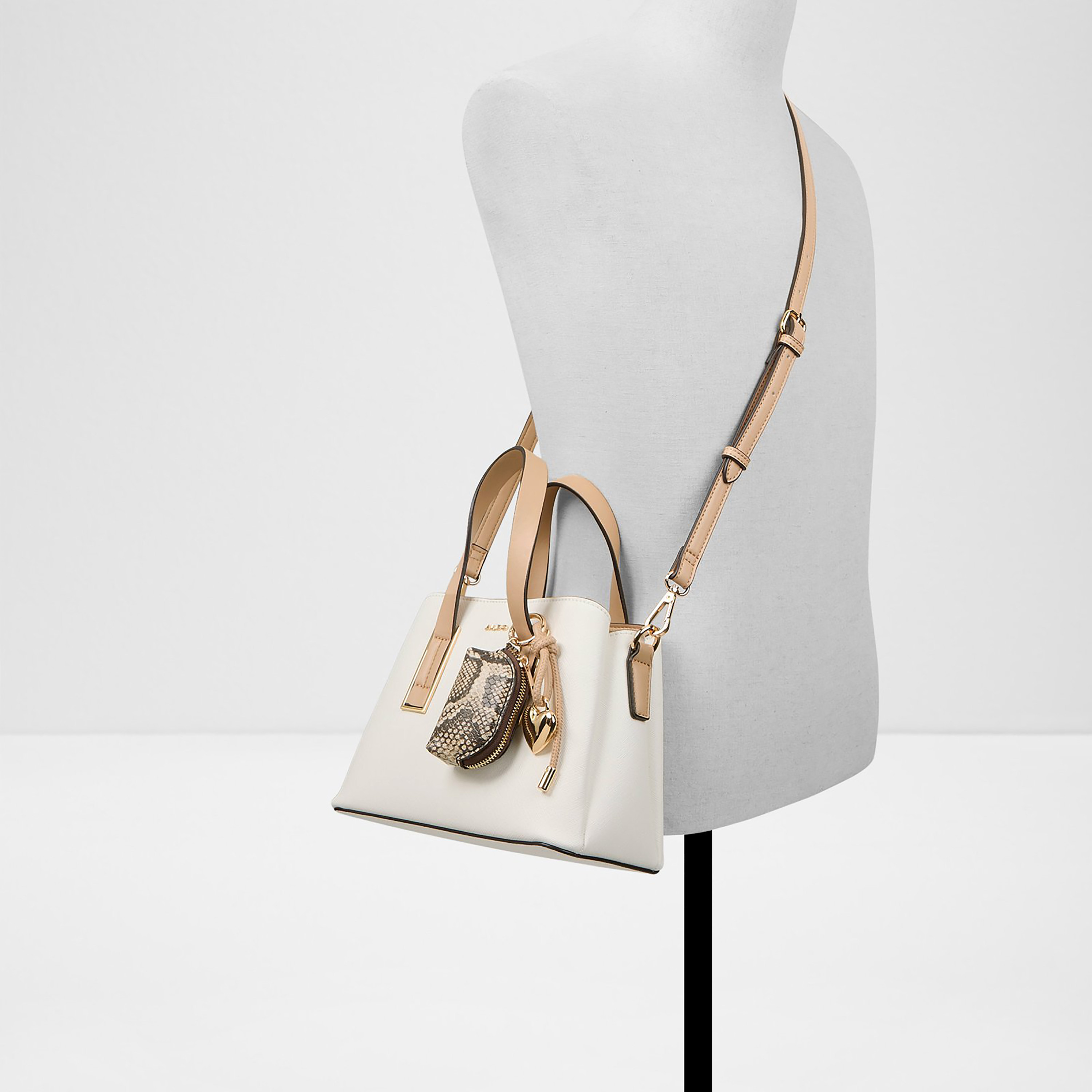 Aldo Maelia Plain Double Handle Satchel Bag & Pouch with Zip Closure & Adjustable Strap-women-bagsandwallets-handbags-image-4