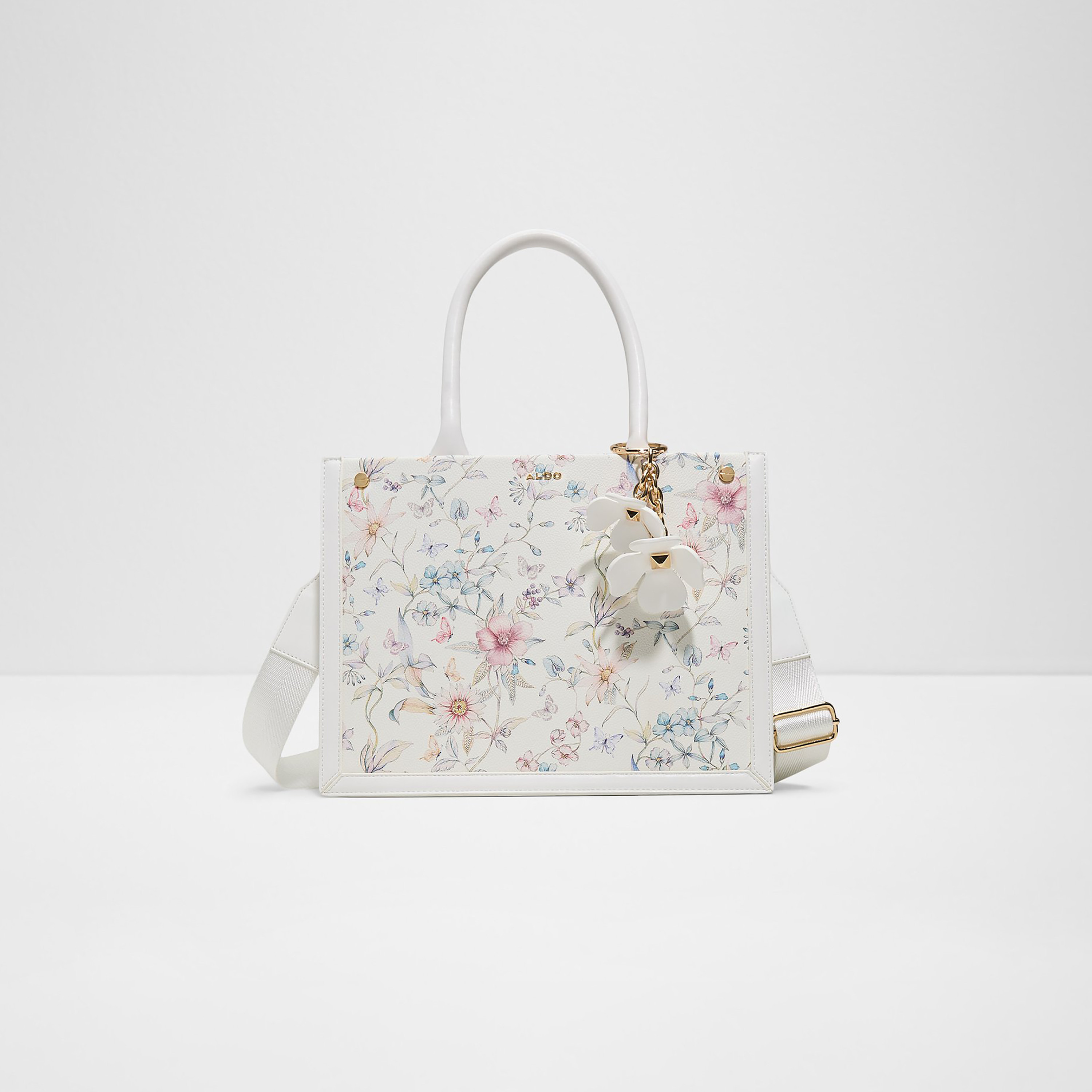 Aldo Daspias Floral Printed Double Handle Tote Bag with Open Top & Adjustable Strap-women-bagsandwallets-handbags-image-1