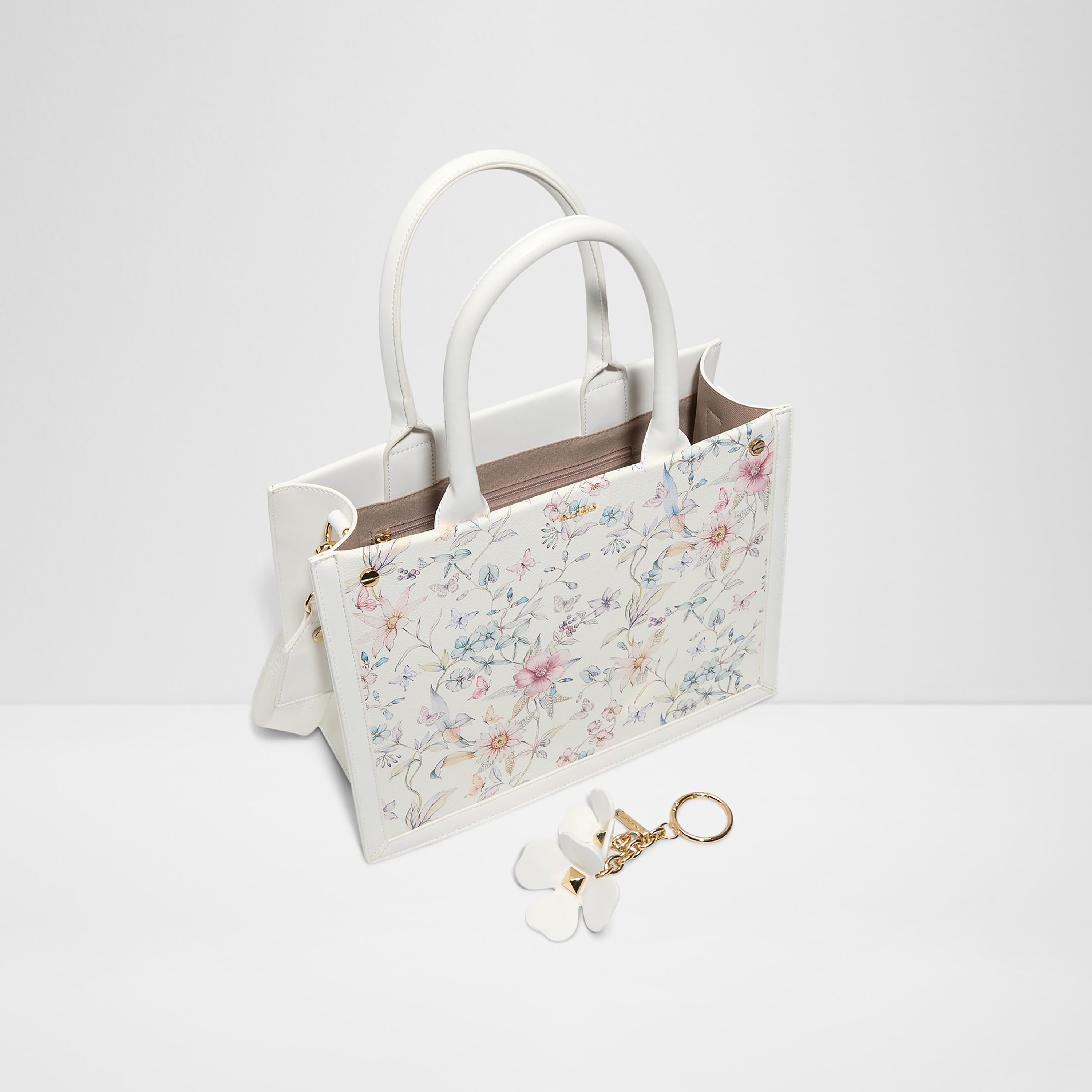 Aldo Daspias Floral Printed Double Handle Tote Bag with Open Top & Adjustable Strap-women-bagsandwallets-handbags-image-3