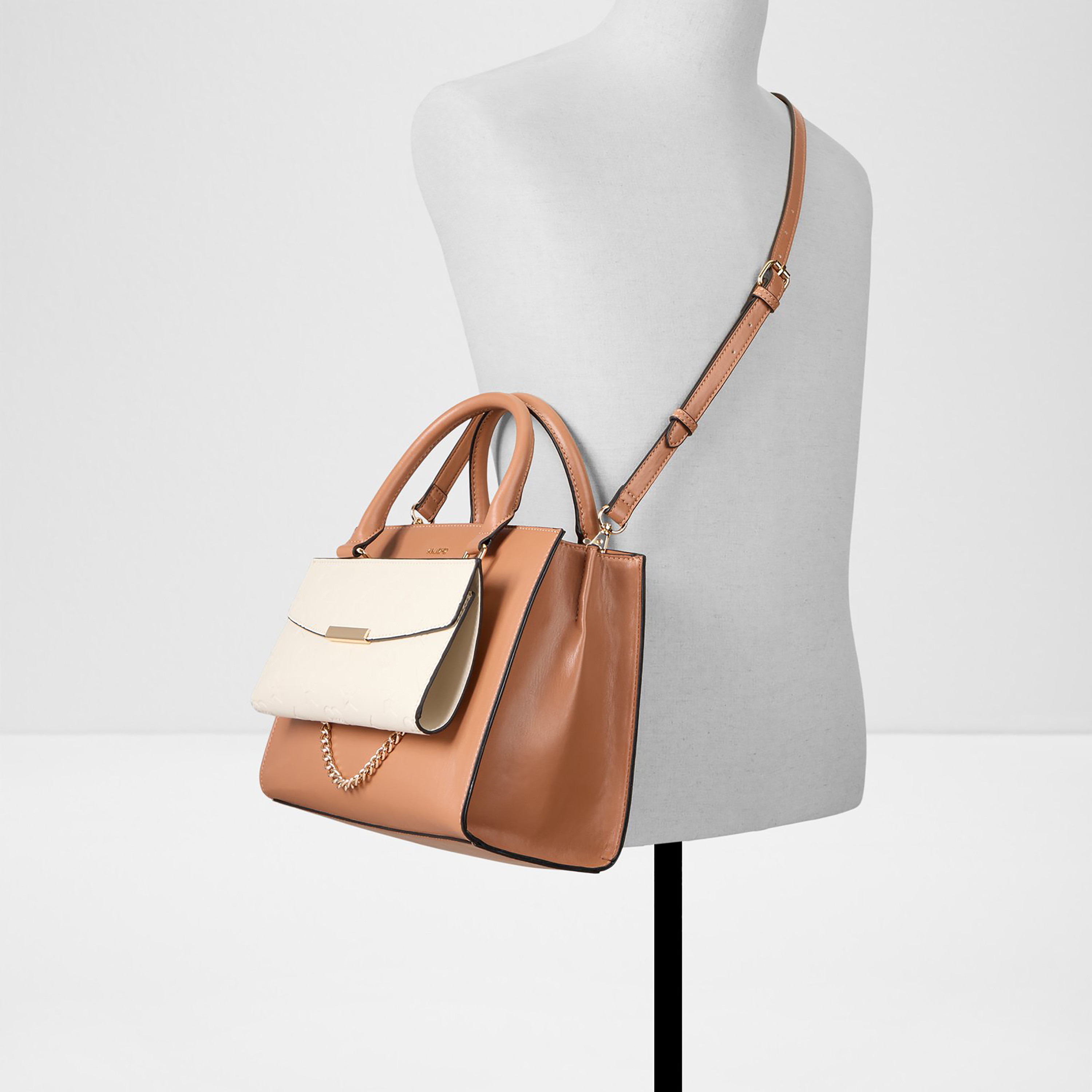 Aldo Elelden Dual Tone Double Handle Satchel Bag with Zip Closure & Adjustable Strap-women-bagsandwallets-handbags-image-4