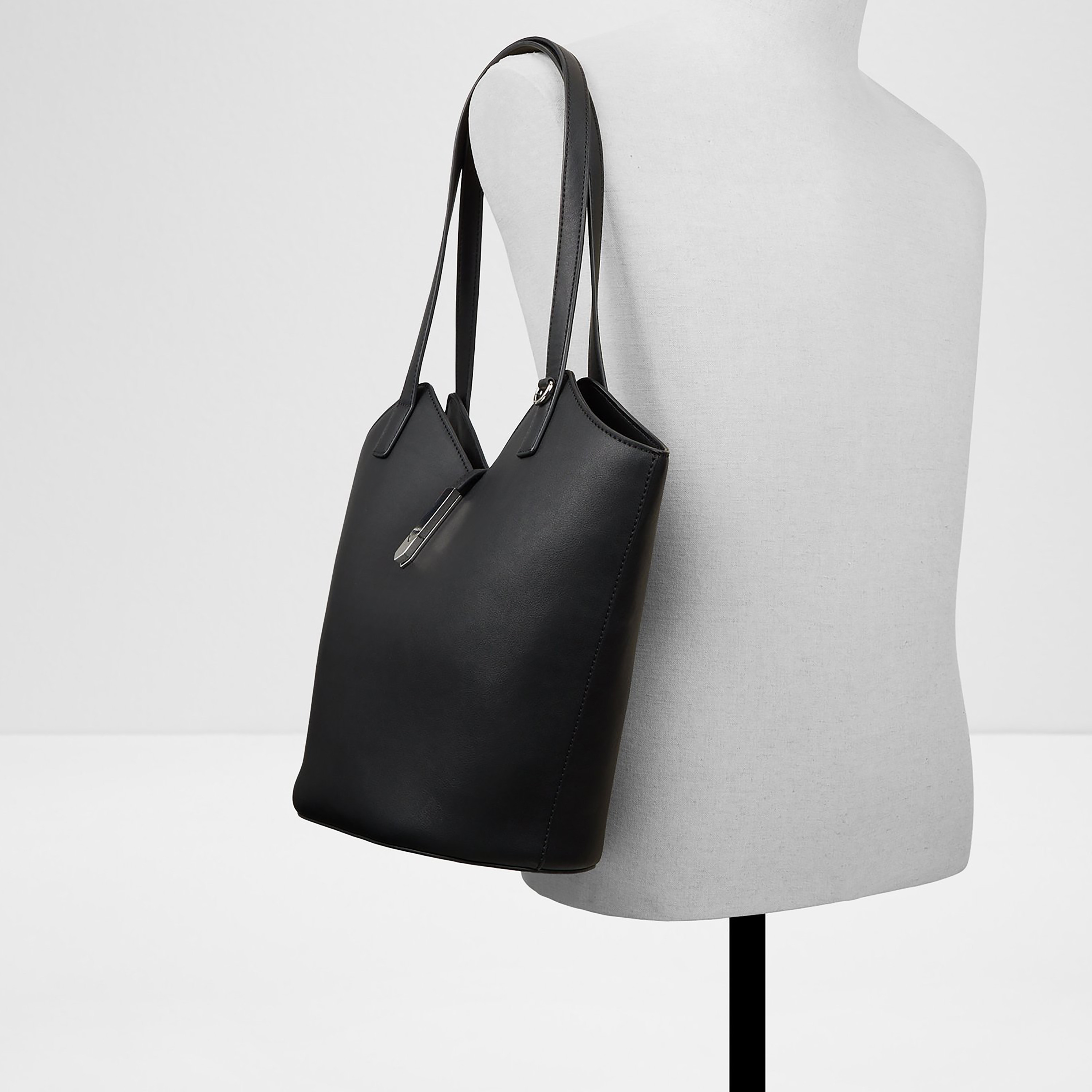 Aldo Hermitte Plain Double Handle Shoulder Bag with Magnetic Closure-women-bagsandwallets-handbags-image-4