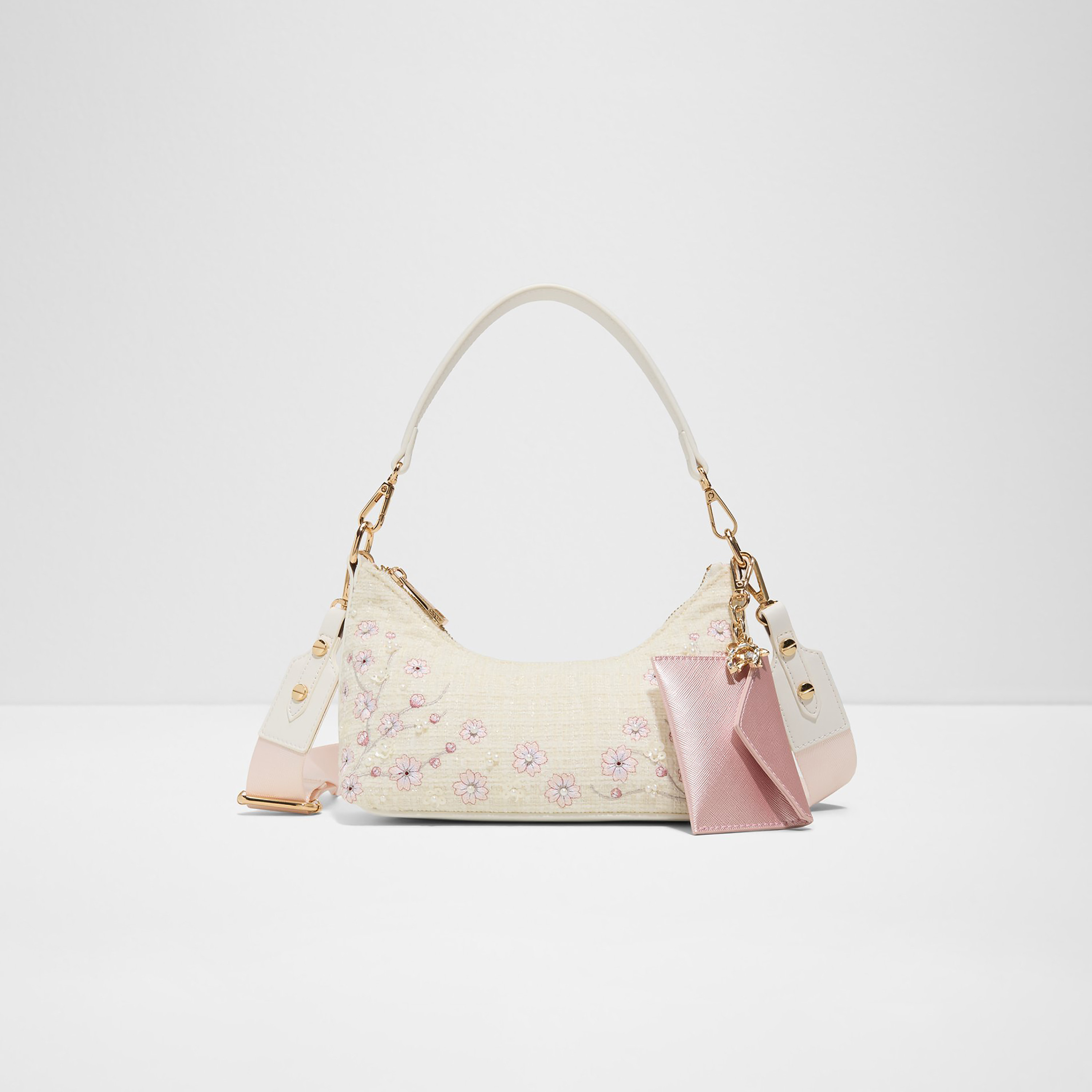 Aldo Alayaboucle Embroidered Single Handle Shoulder Bag with Zip Closure & Strap-women-bagsandwallets-handbags-image-1