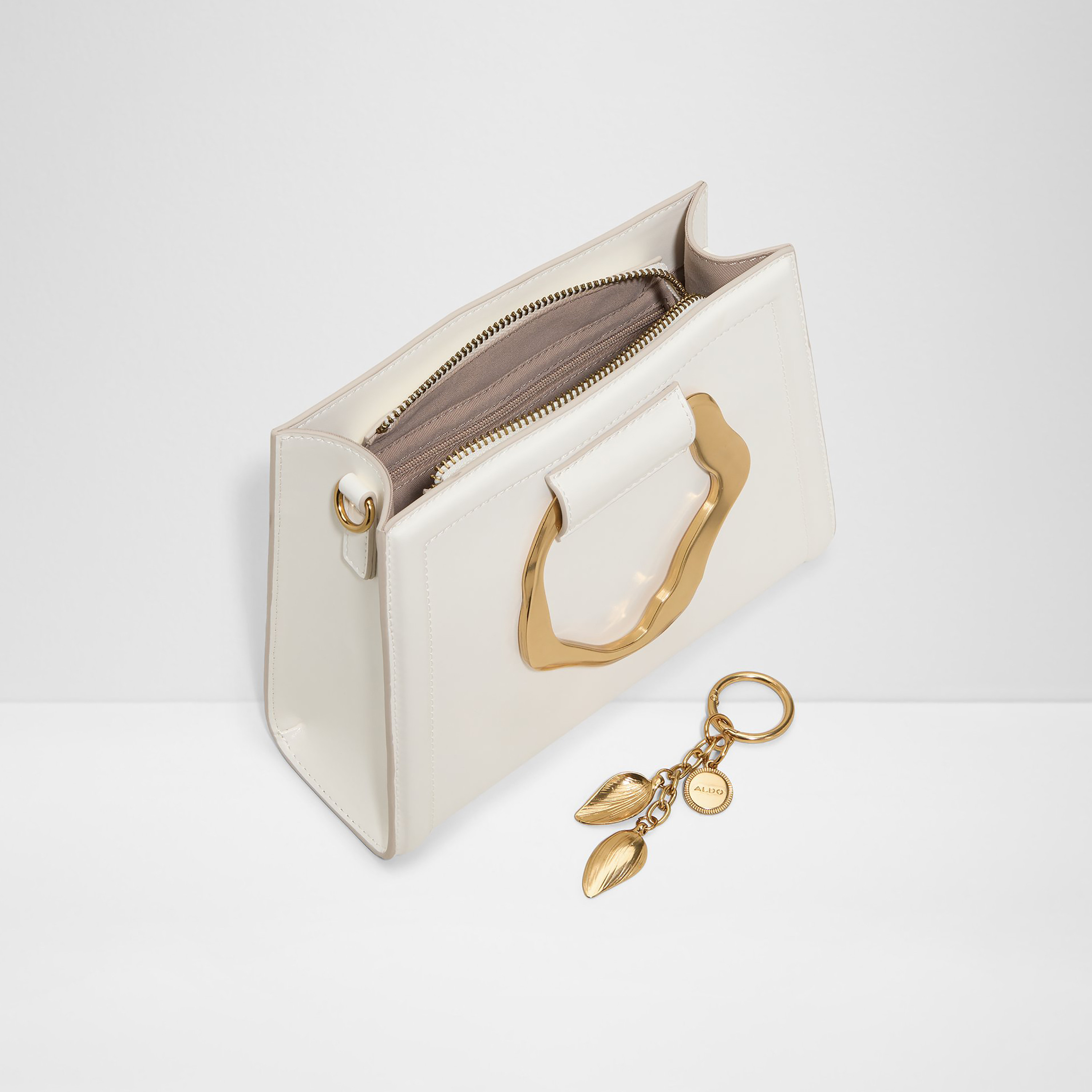 Aldo Azerallux Plain Double Handle Handheld Bag with Zip Closure & Adjustable Strap-women-bagsandwallets-handbags-image-3