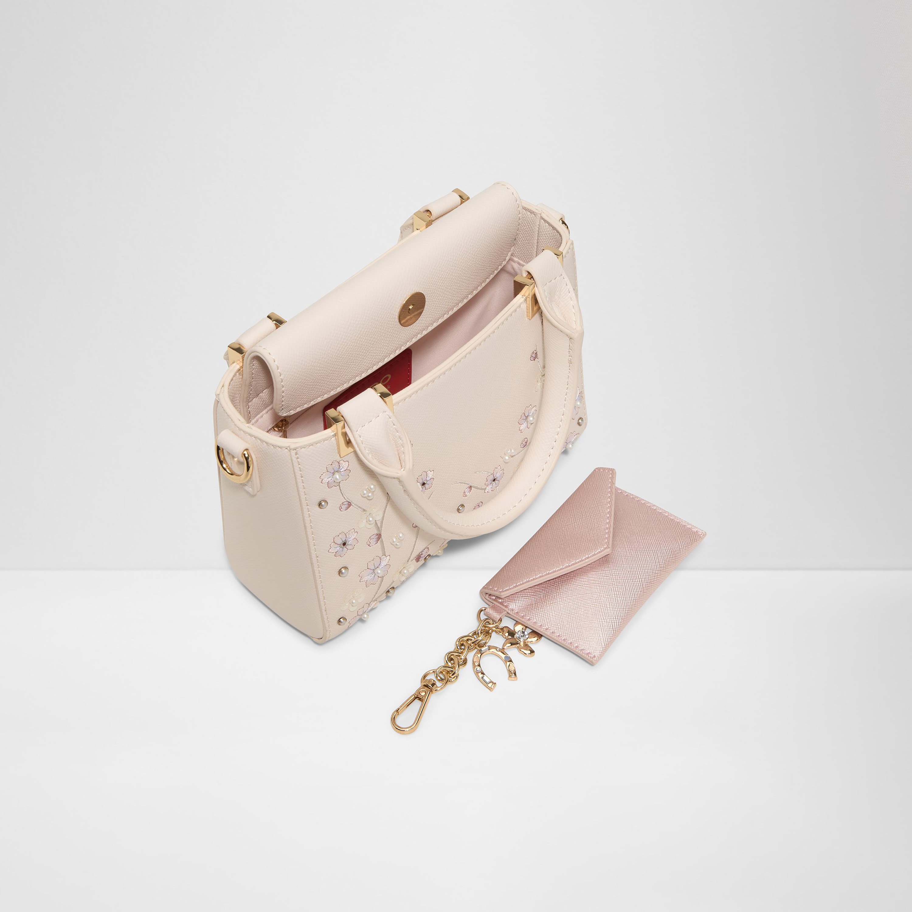Aldo Loriflora Embroidered Double Handle Satchel Bag & Pouch with Zip Closure & Strap-women-bagsandwallets-handbags-image-3