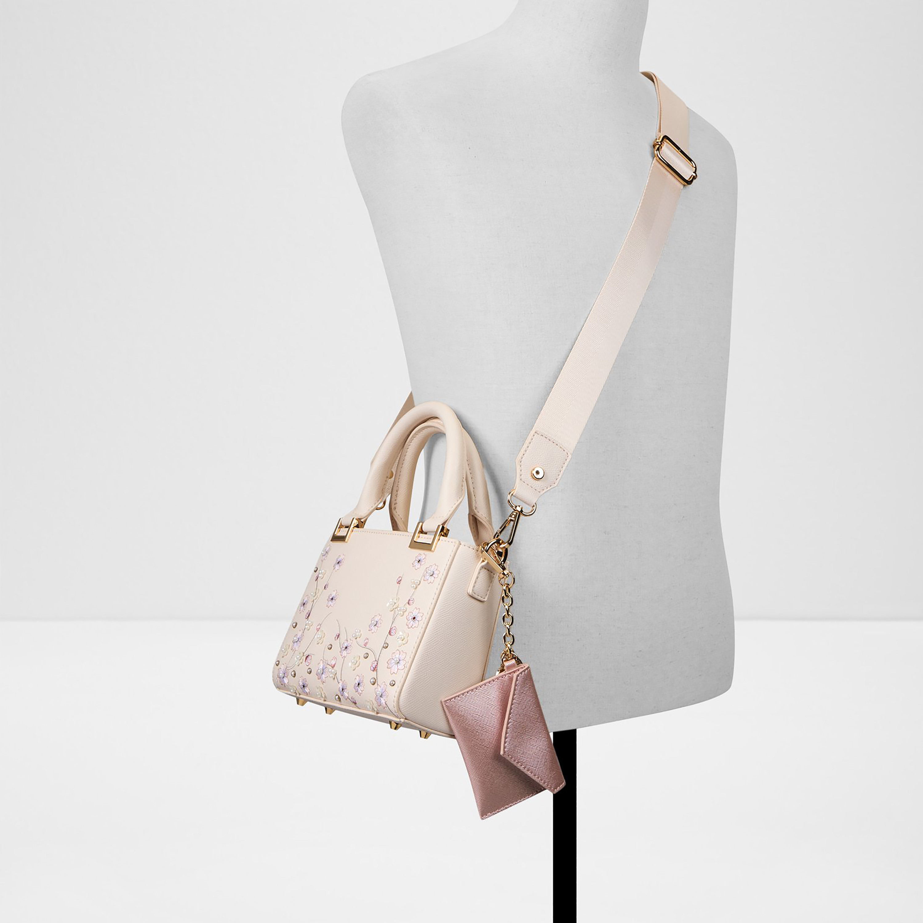 Aldo Loriflora Embroidered Double Handle Satchel Bag & Pouch with Zip Closure & Strap-women-bagsandwallets-handbags-image-4