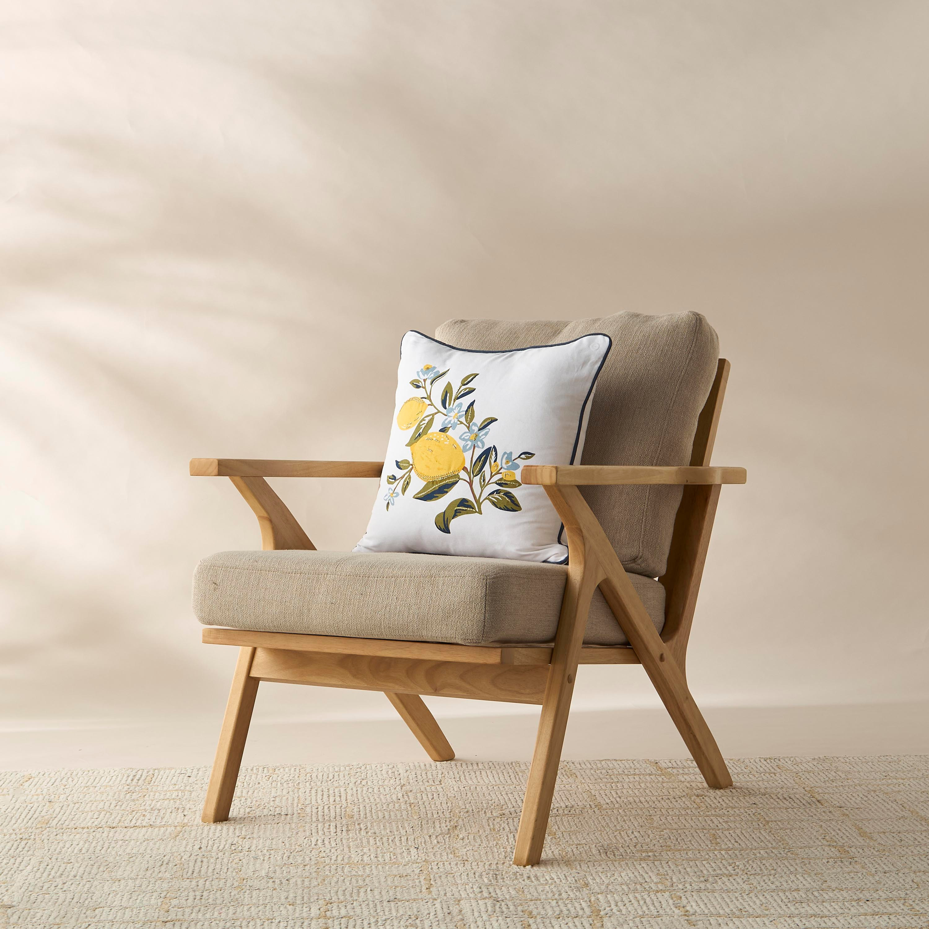 Lemon Print Filled Cushion - 45x45 cms-household-cushionsandthrows-filledcushions-decorativecushions-image-2