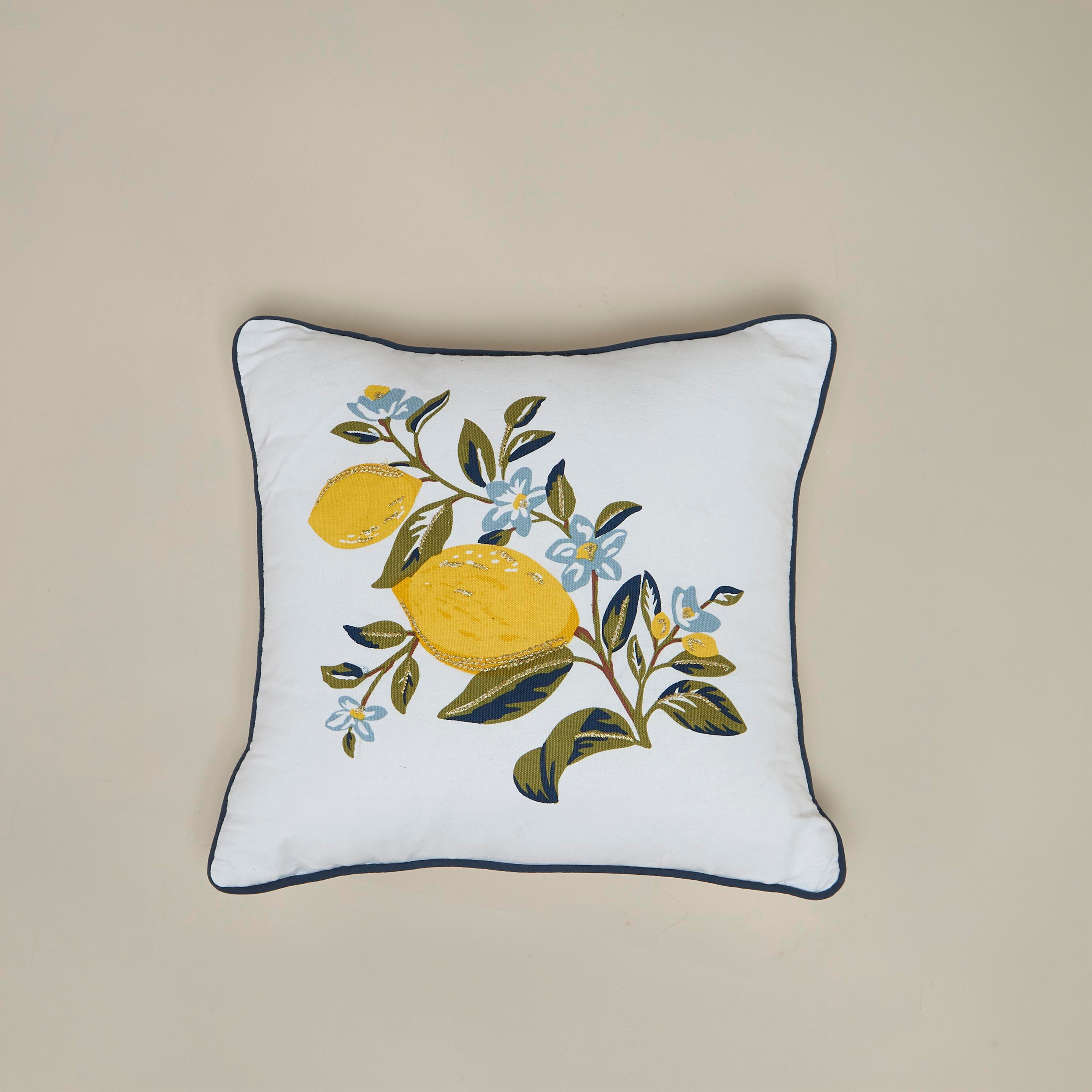 Lemon Print Filled Cushion - 45x45 cms-household-cushionsandthrows-filledcushions-decorativecushions-image-5