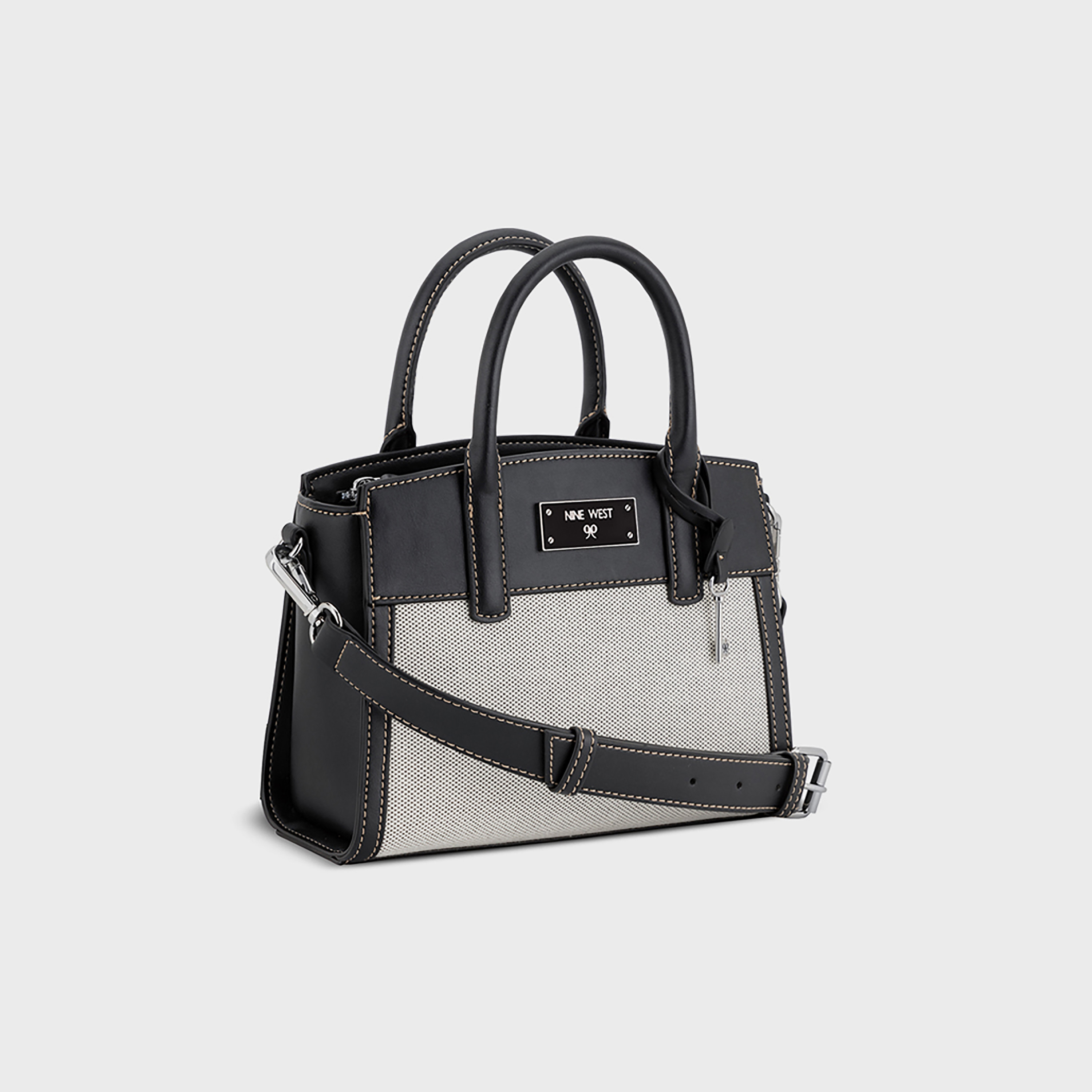 حقيبة ناين ويست ليدجر ذات اللونين المتداخلين ومقبضين مزدوجين مع سحاب للإغلاق-women-bagsandwallets-handbags-image-2