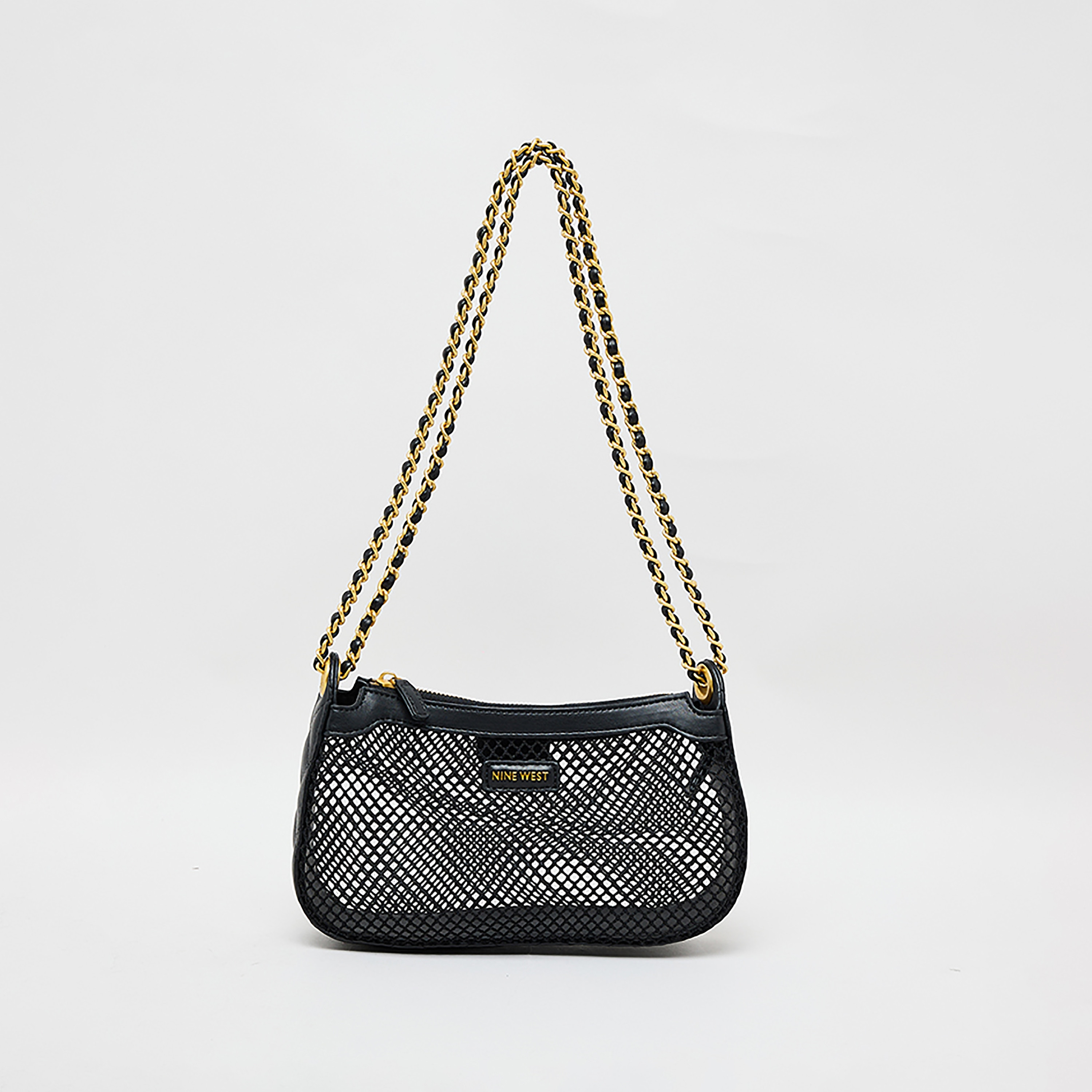 Nine West Mesh Shoulder Bag and Pouch with Zipper Closure and Chain Strap-women-bagsandwallets-backpacks-image-2