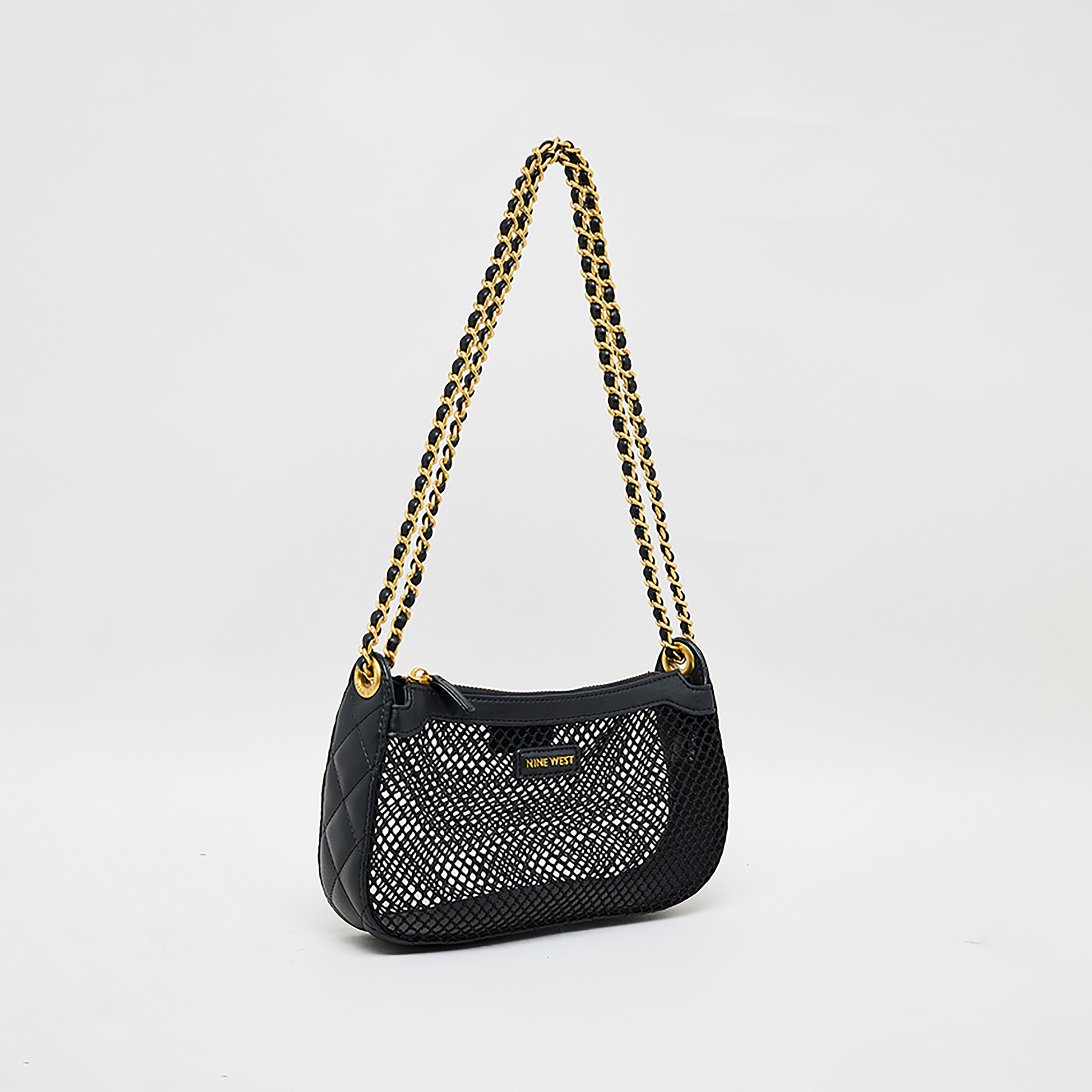 Nine West Mesh Shoulder Bag and Pouch with Zipper Closure and Chain Strap-women-bagsandwallets-backpacks-image-3