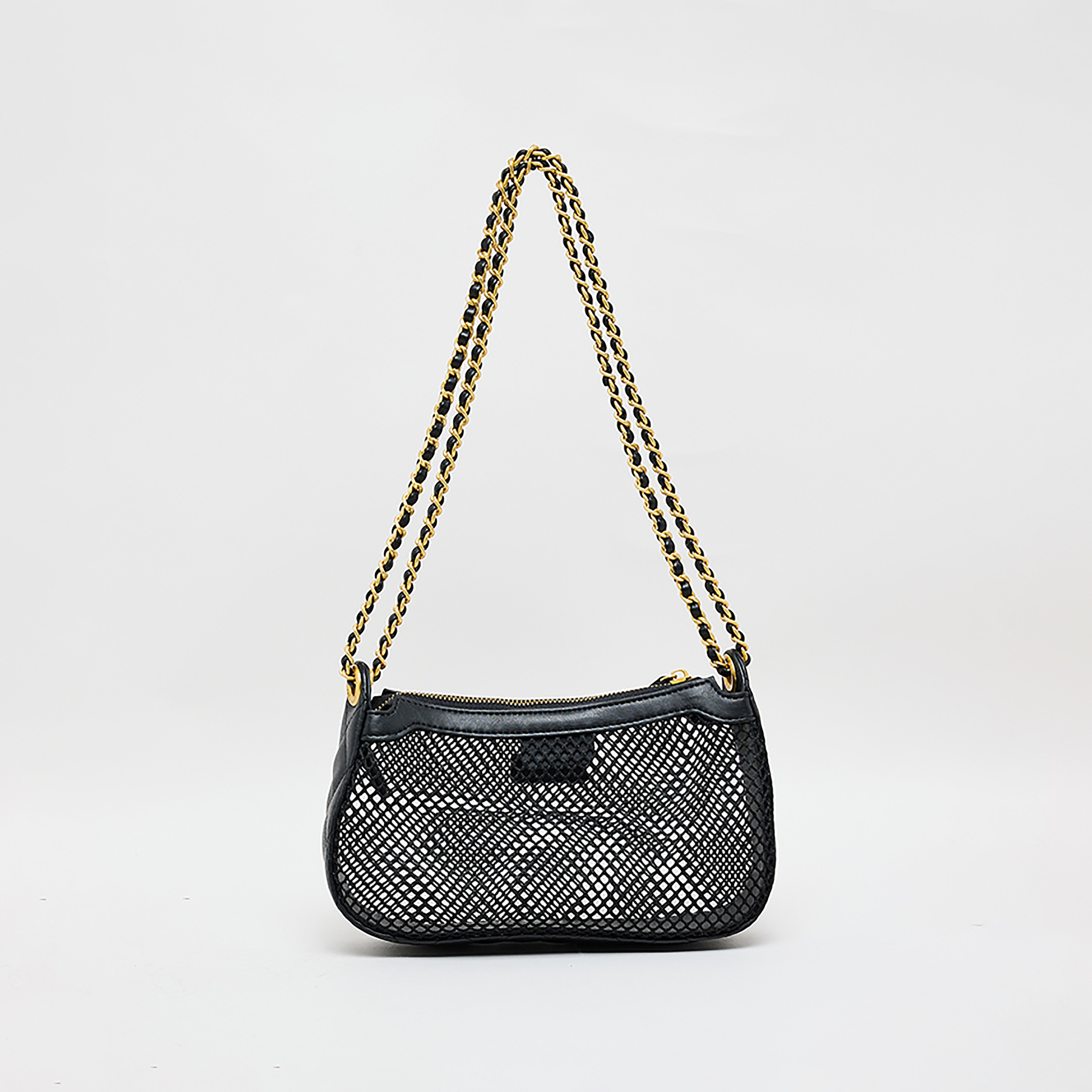 Nine West Mesh Shoulder Bag and Pouch with Zipper Closure and Chain Strap-women-bagsandwallets-backpacks-image-4