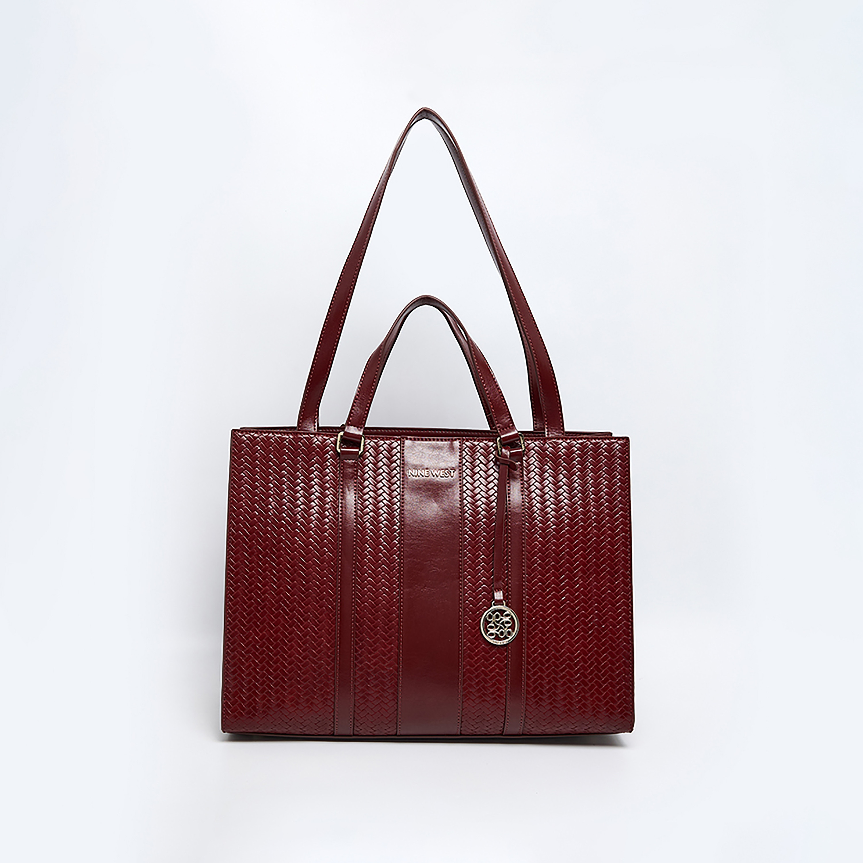 Nine West Textured Double Handle Tote Bag with Zipper Closure-women-bagsandwallets-handbags-image-1