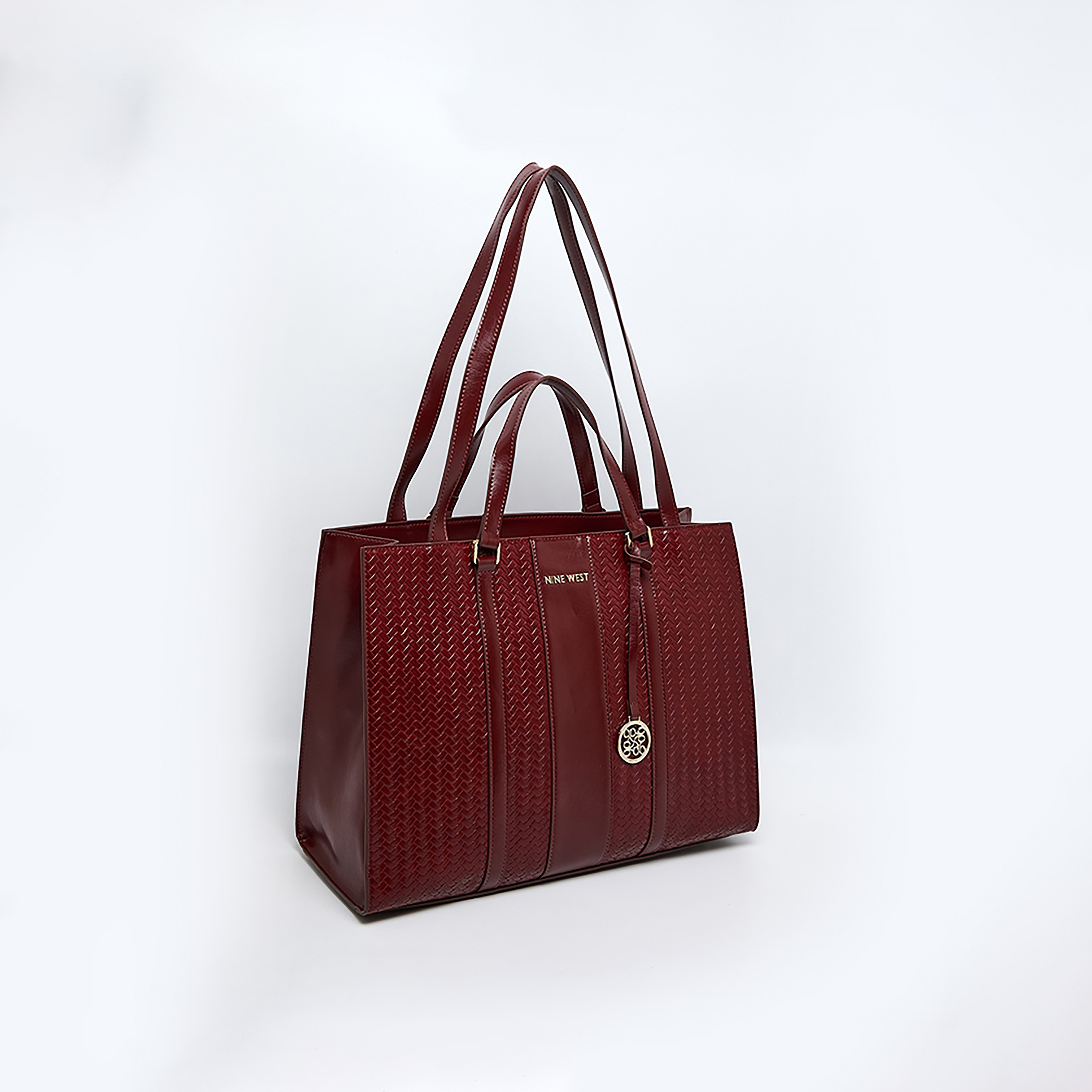 Nine West Textured Double Handle Tote Bag with Zipper Closure-women-bagsandwallets-handbags-image-2