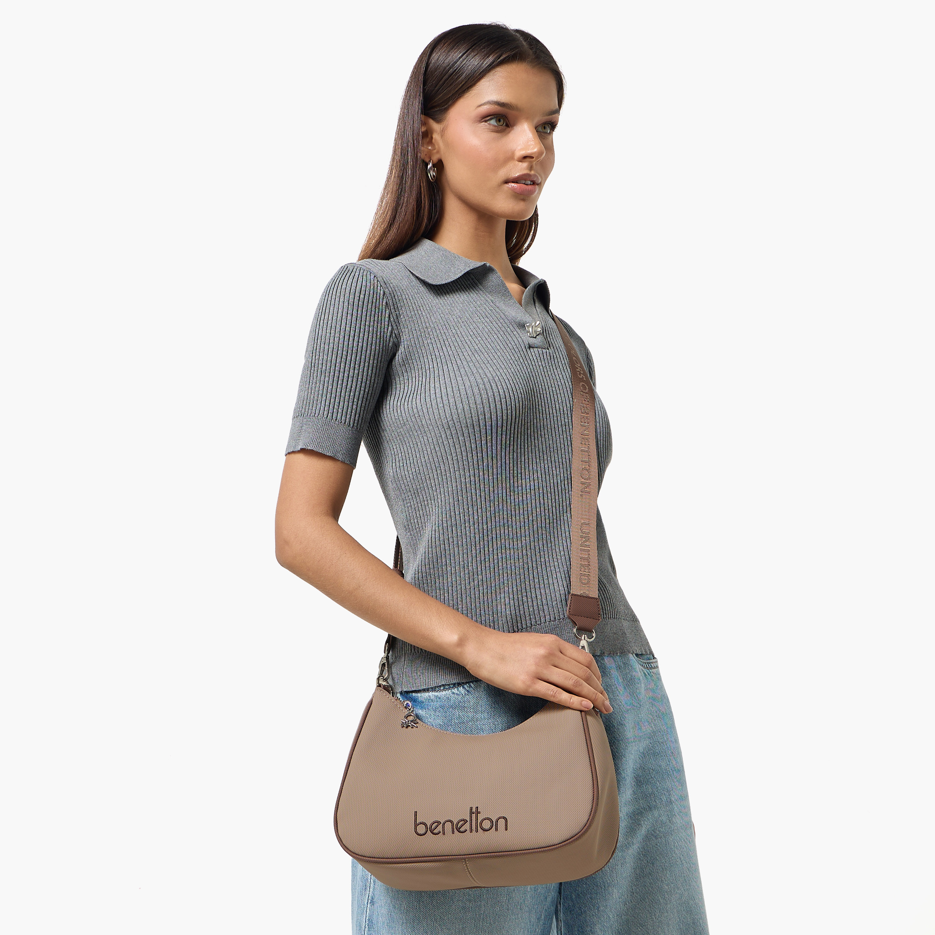 United Colors of Benetton Solid Shoulder Bag with Zip Closure-women-bagsandwallets-handbags-image-2