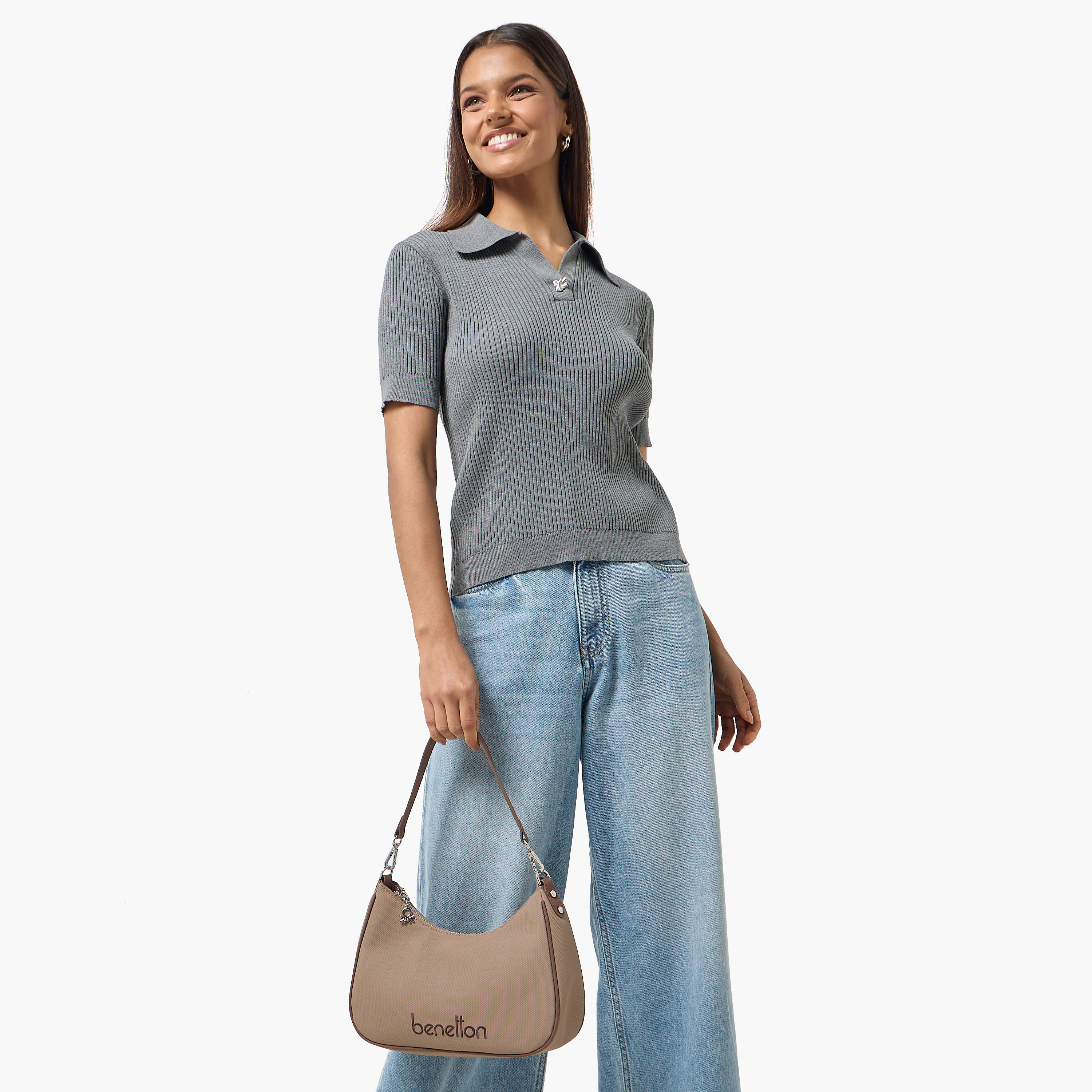 United Colors of Benetton Solid Shoulder Bag with Zip Closure-women-bagsandwallets-handbags-image-8