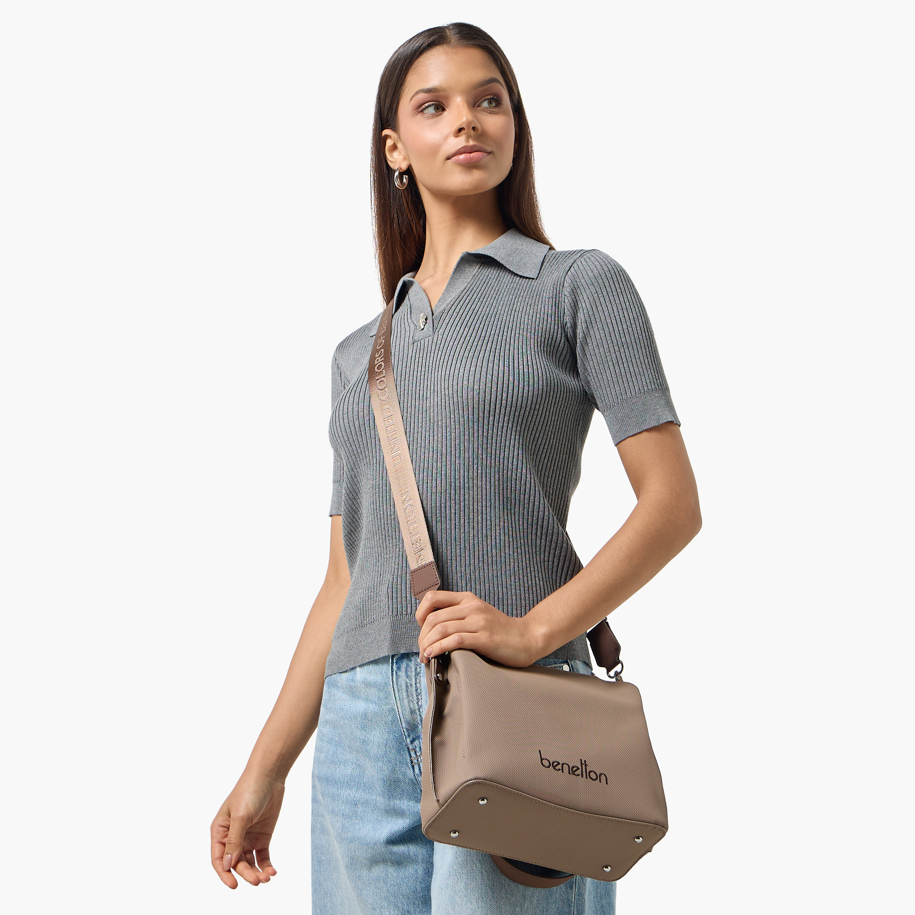 United Colors of Benetton Textured Crossbody Bag with Zip Closure-women-bagsandwallets-handbags-image-8
