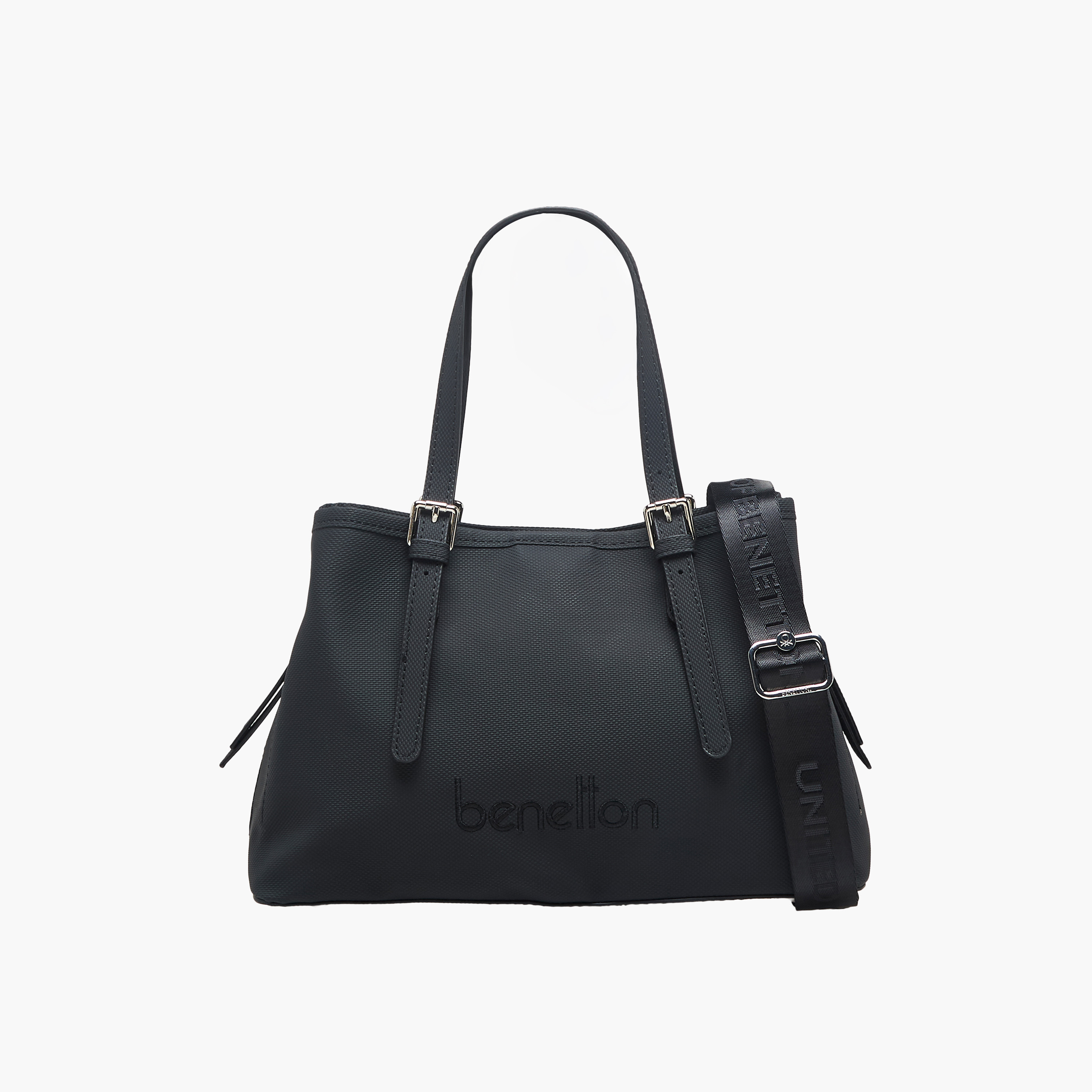 United Colors of Benetton Textured Tote Bag with Zip Closure-women-bagsandwallets-handbags-image-1