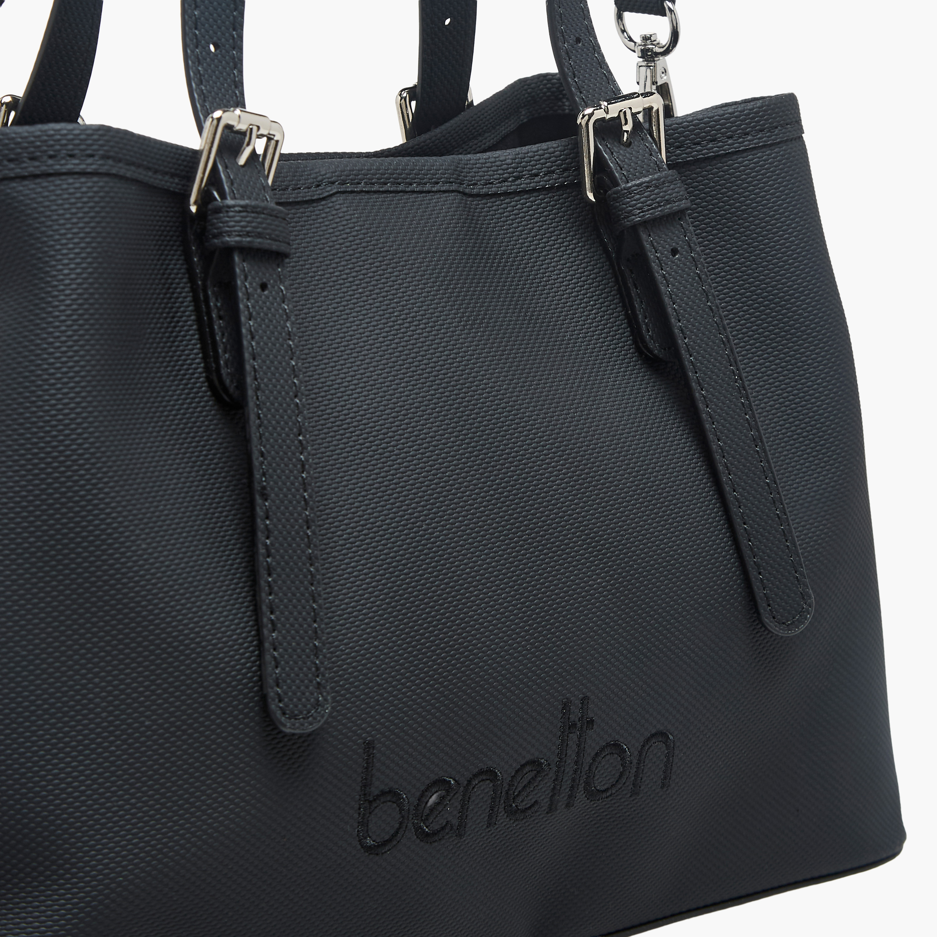 United Colors of Benetton Textured Tote Bag with Zip Closure-women-bagsandwallets-handbags-image-5