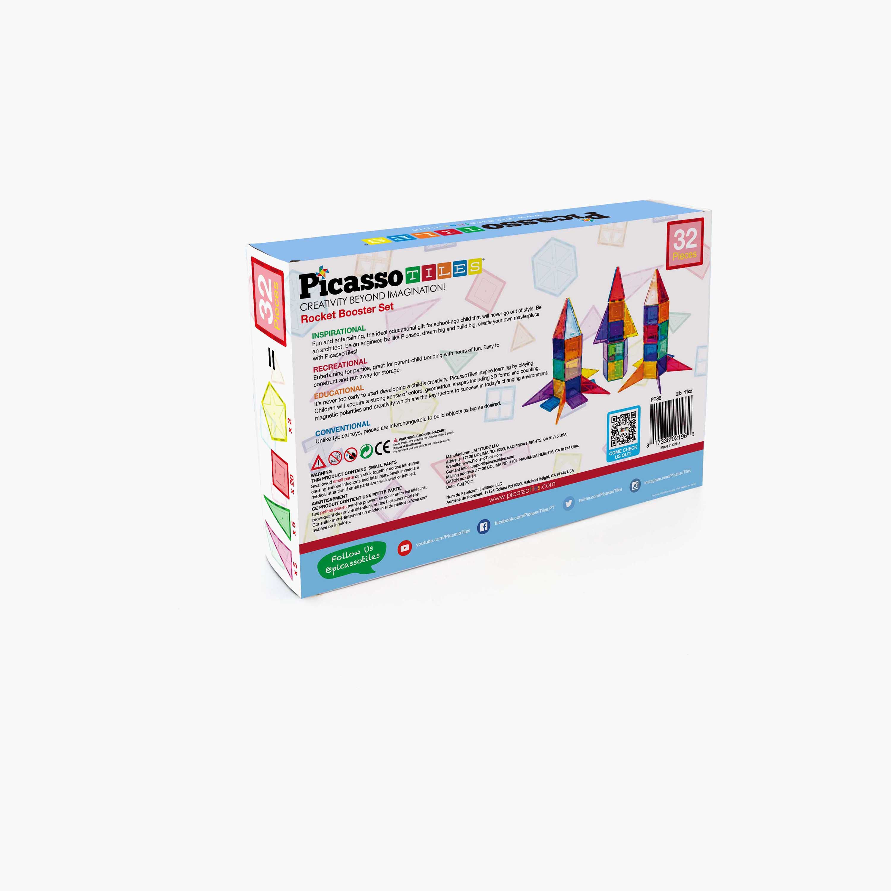 Picasso 32-Piece Magnetic Tile Rocket Ship Building Set-toys-buildingblocks-magnetictoys-image-4