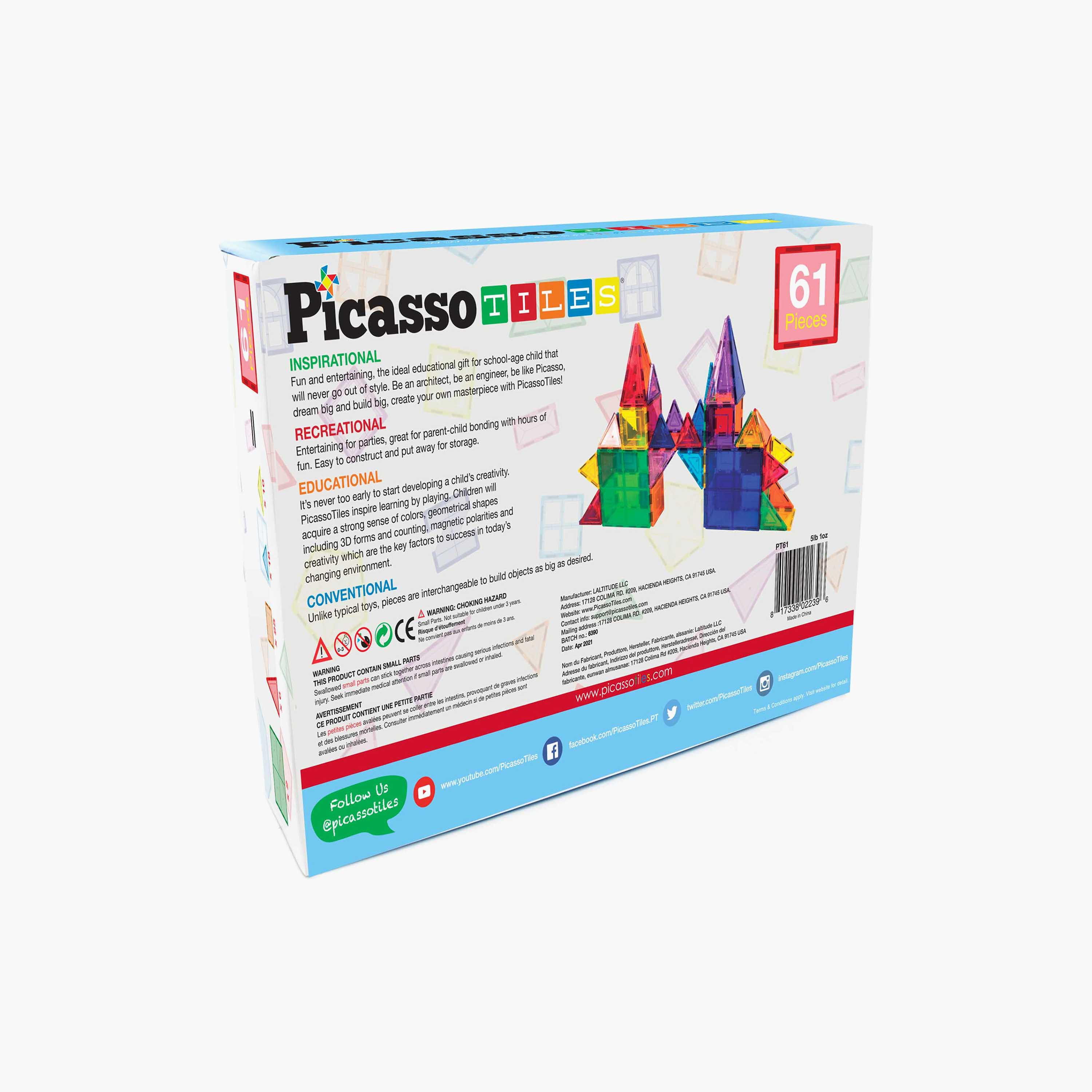 Picasso 61-Piece Magnetic Tile Classic Building Set-toys-buildingblocks-magnetictoys-image-5