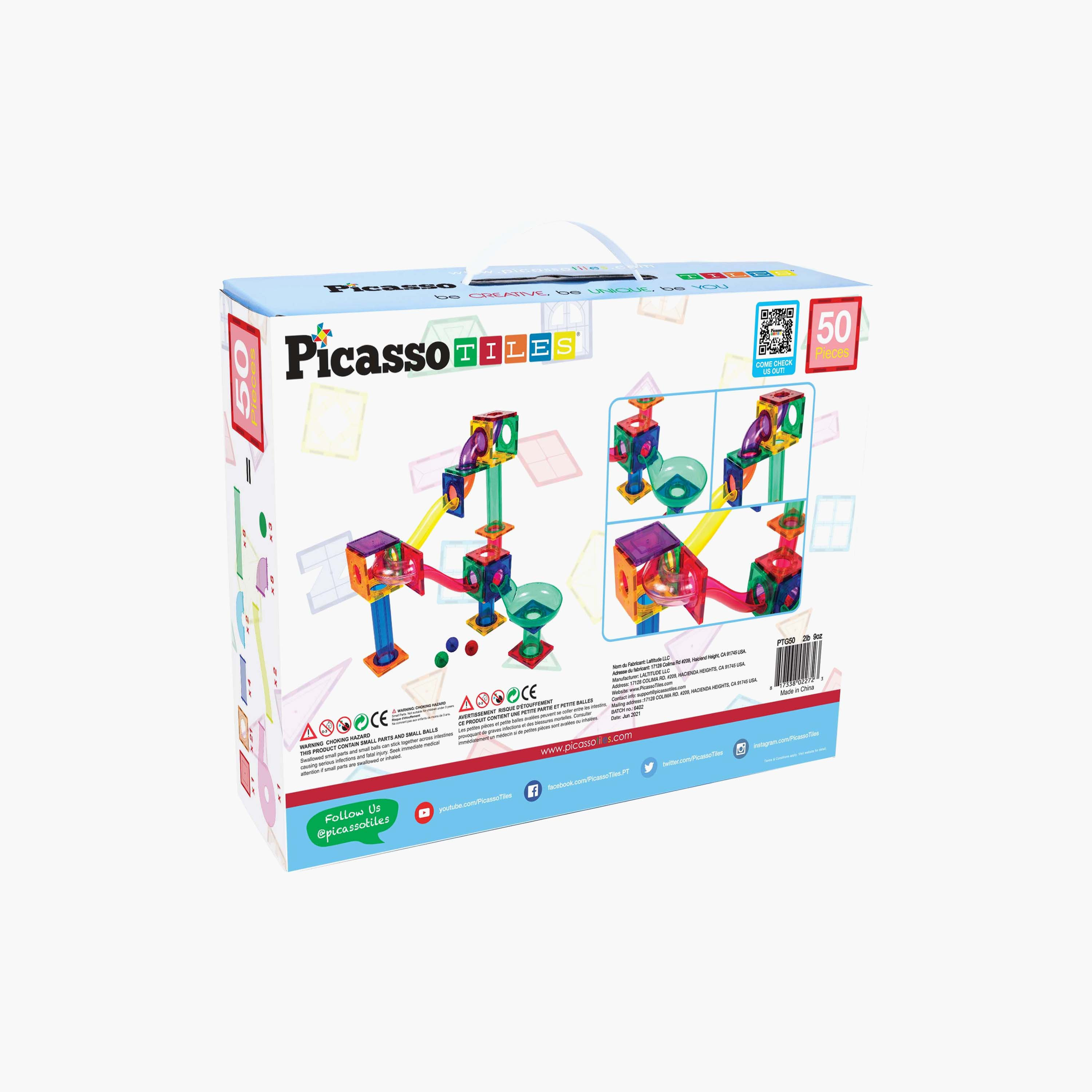 Picasso 50-Piece Magnetic Marble Run Building Block Set-toys-buildingblocks-magnetictoys-image-7