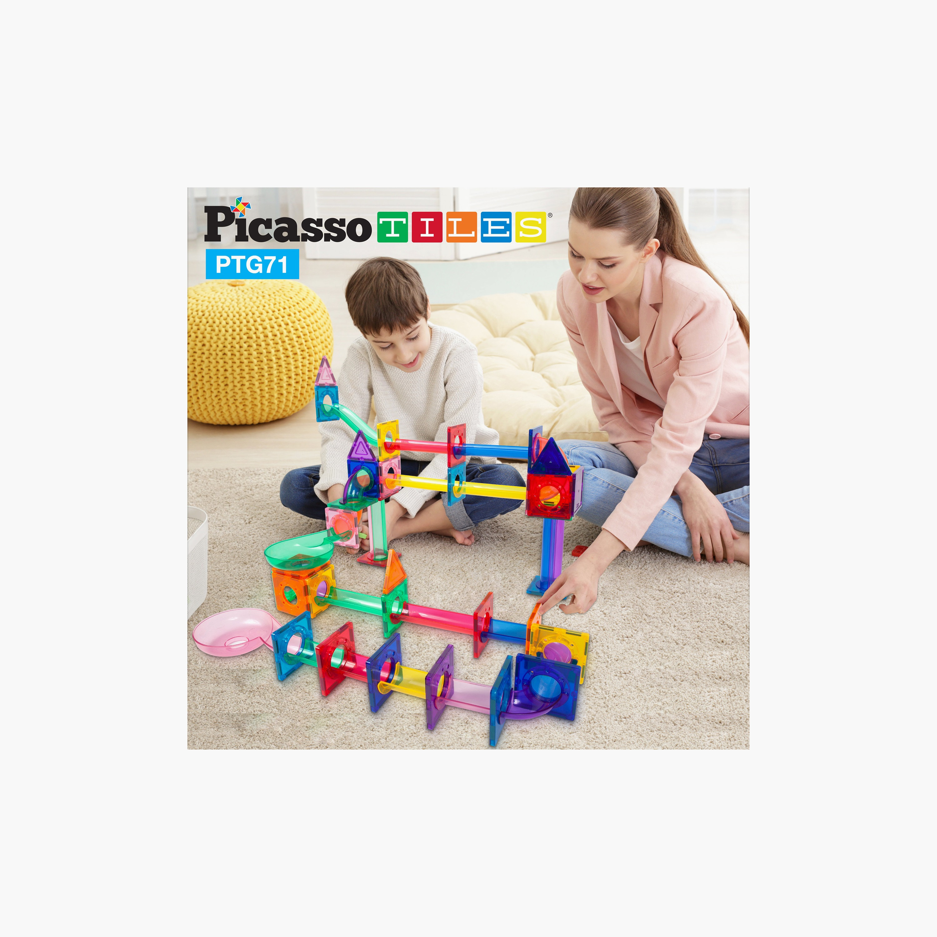 Picasso 71-Piece Magnetic Marble Run Connecting Building Block Set-toys-buildingblocks-magnetictoys-image-13
