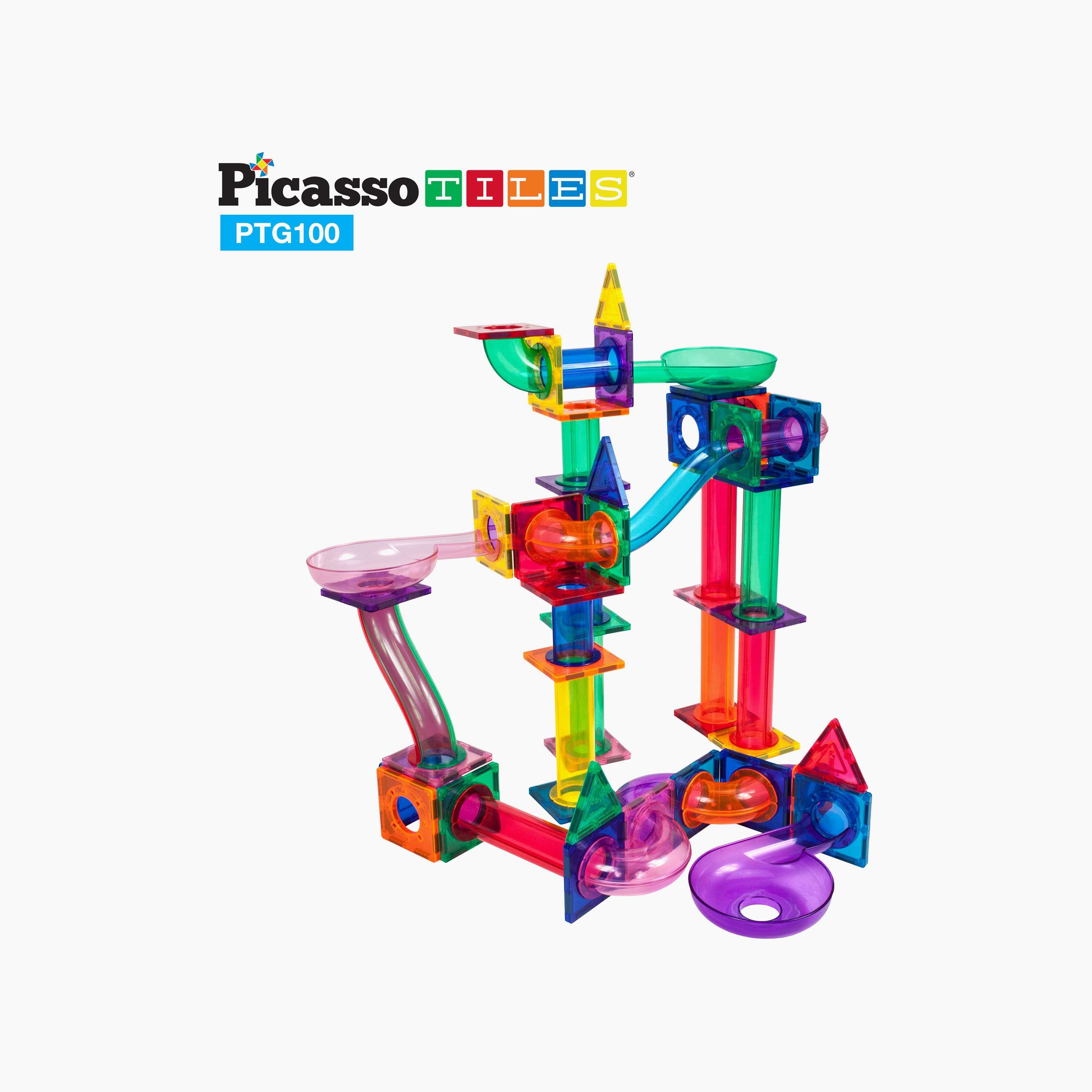 Picasso 100-Piece Magnetic Tile Marble Run Building Toy Set-toys-buildingblocks-magnetictoys-image-2