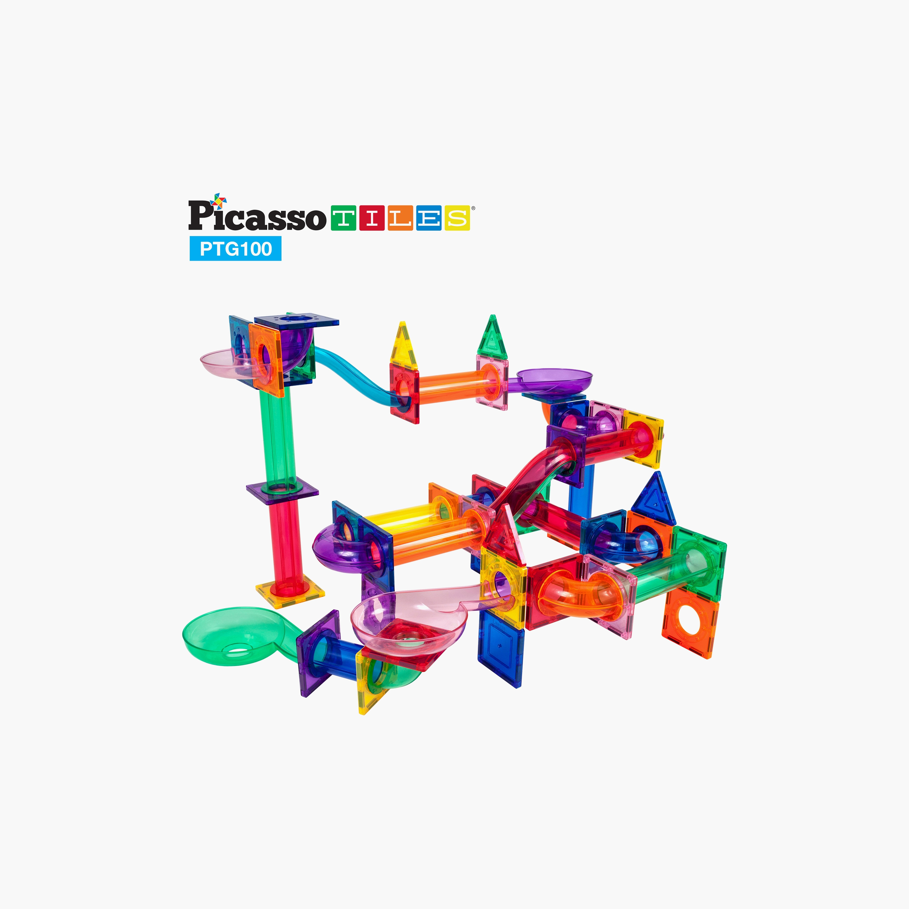 Picasso 100-Piece Magnetic Tile Marble Run Building Toy Set-toys-buildingblocks-magnetictoys-image-3