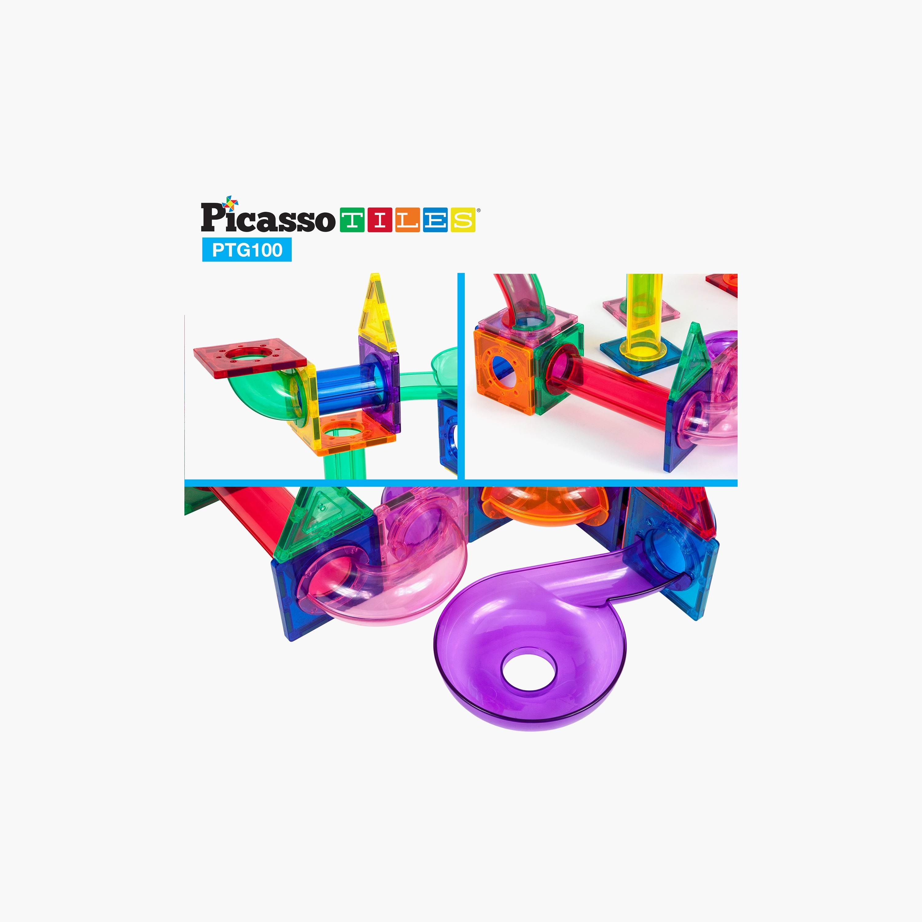Picasso 100-Piece Magnetic Tile Marble Run Building Toy Set-toys-buildingblocks-magnetictoys-image-6