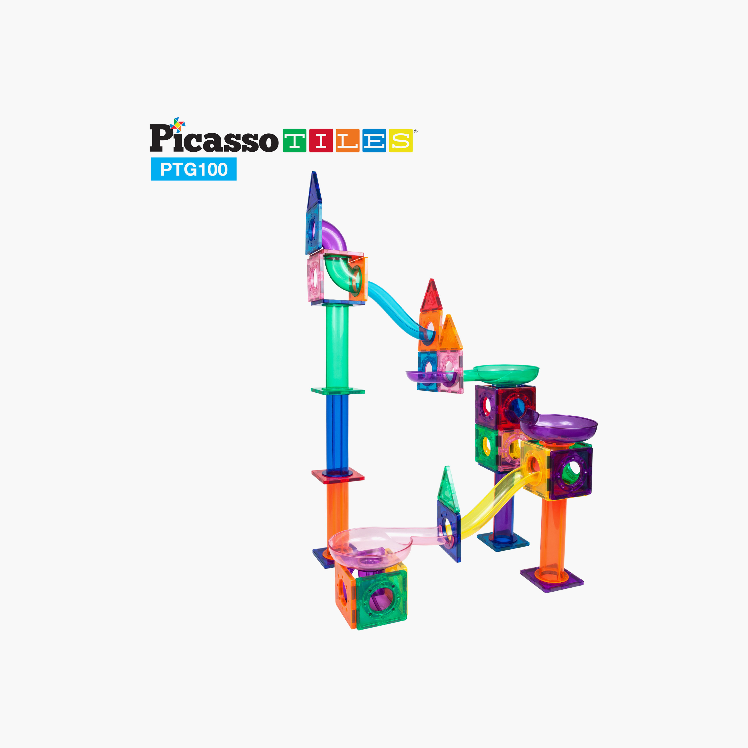 Picasso 100-Piece Magnetic Tile Marble Run Building Toy Set-toys-buildingblocks-magnetictoys-image-7