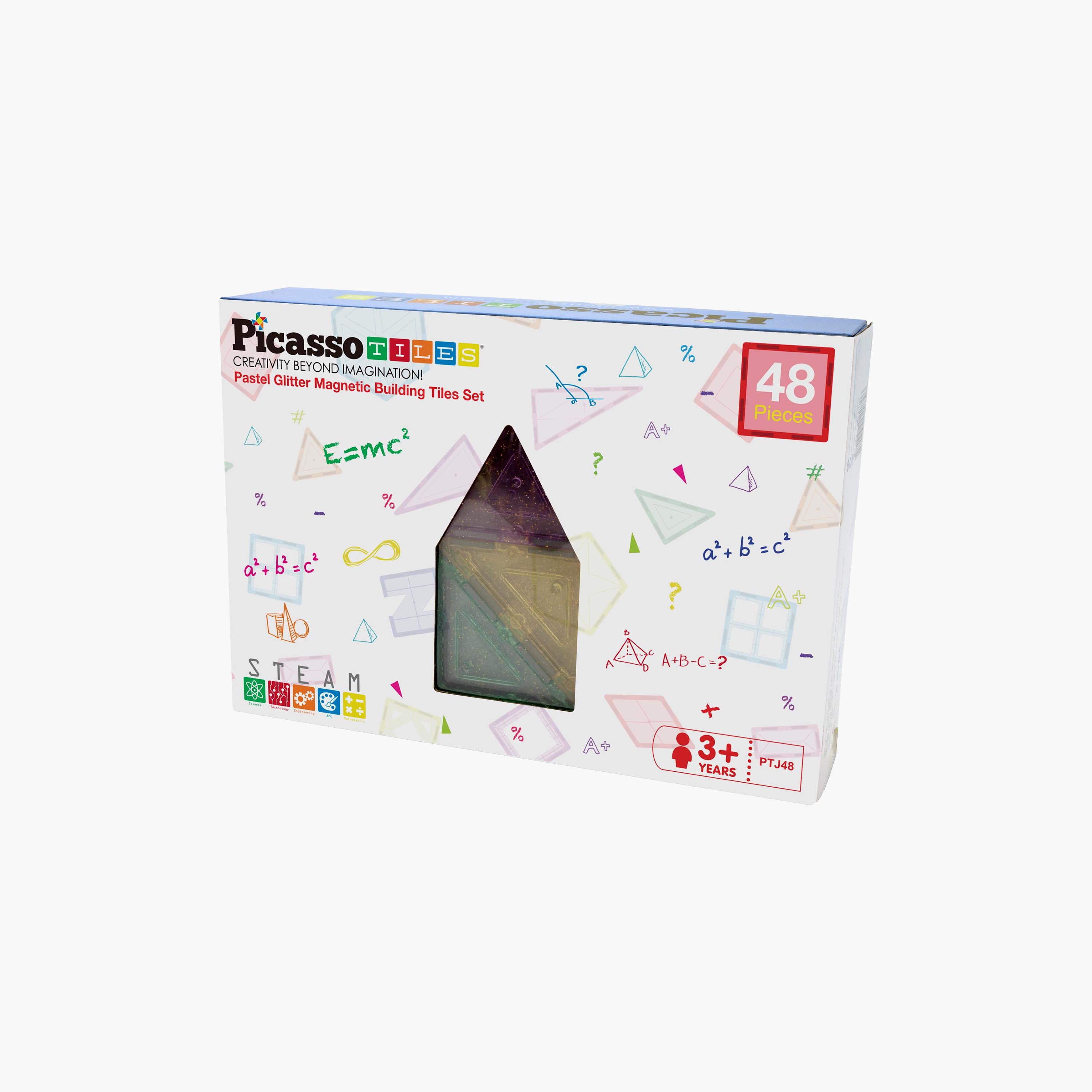 Picasso 48-Piece Pastel Glitter Magnetic Building Tile Set-toys-buildingblocks-magnetictoys-image-10