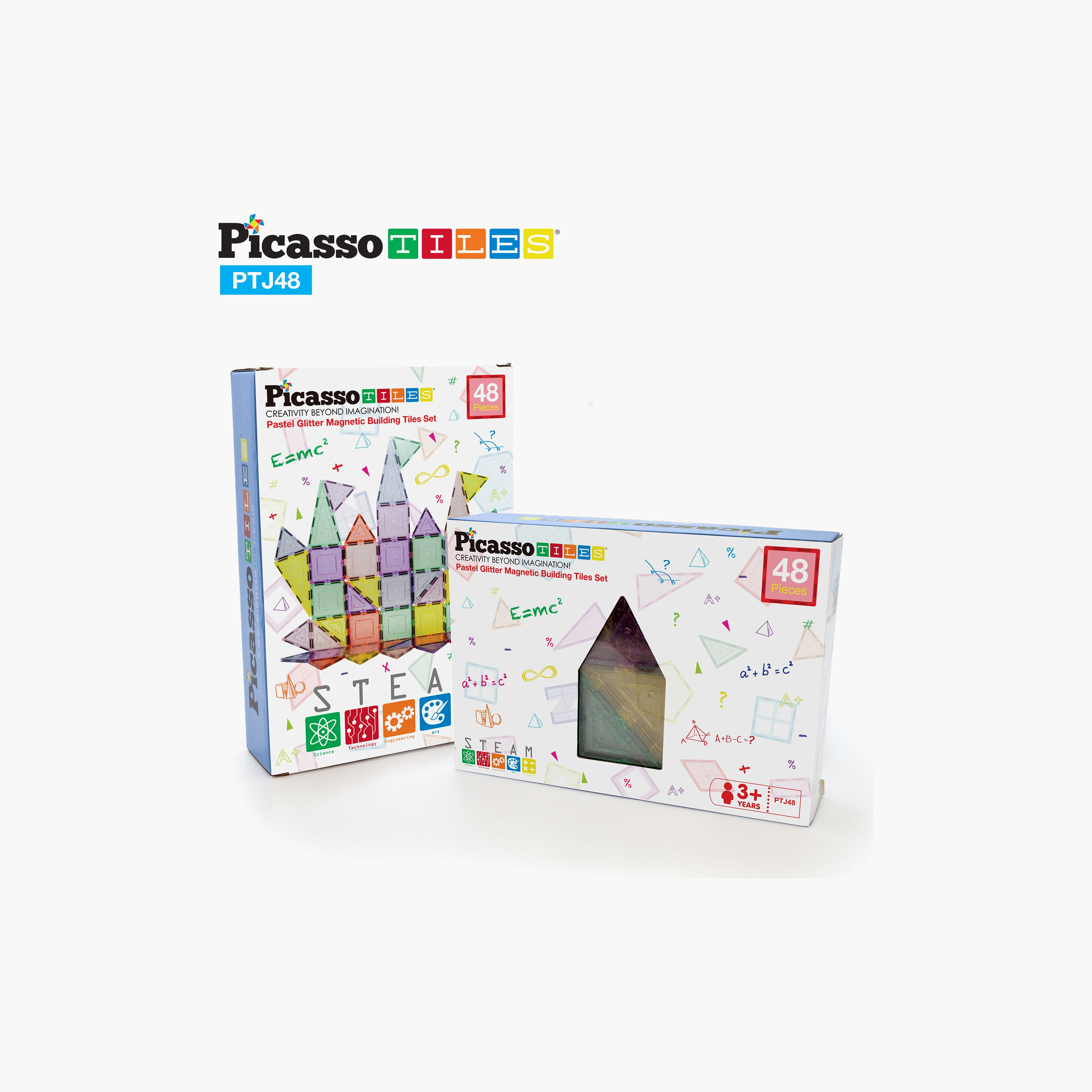 Picasso 48-Piece Pastel Glitter Magnetic Building Tile Set-toys-buildingblocks-magnetictoys-image-4