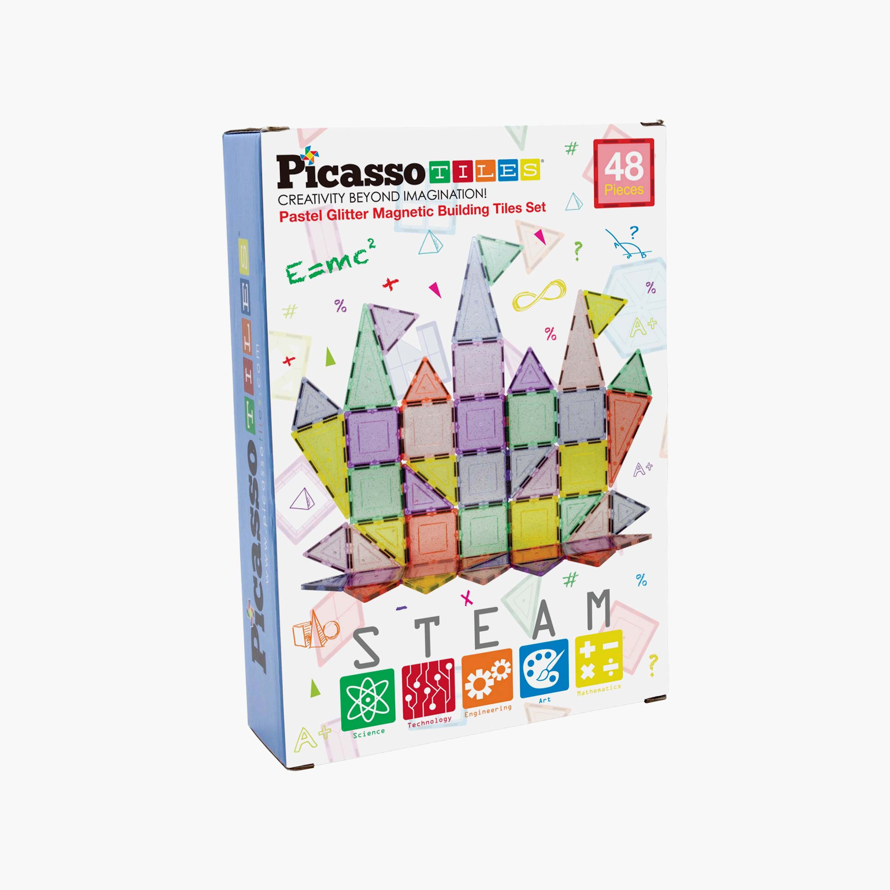 Picasso 48-Piece Pastel Glitter Magnetic Building Tile Set-toys-buildingblocks-magnetictoys-image-6