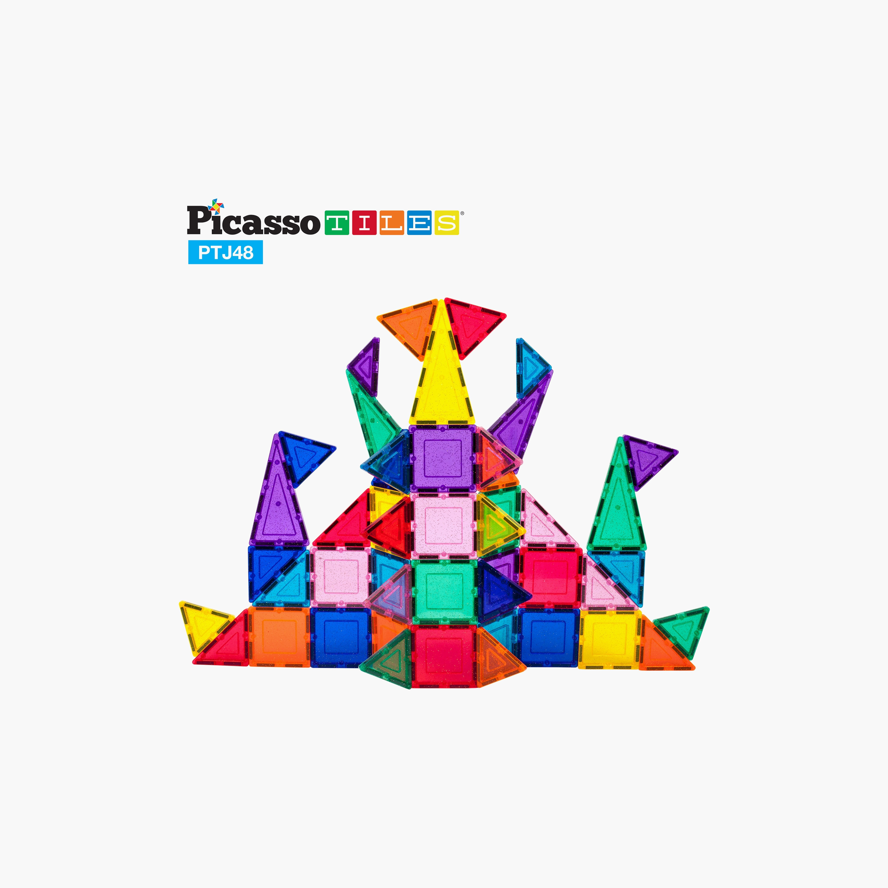 Picasso 48-Piece Pastel Glitter Magnetic Building Tile Set-toys-buildingblocks-magnetictoys-image-9