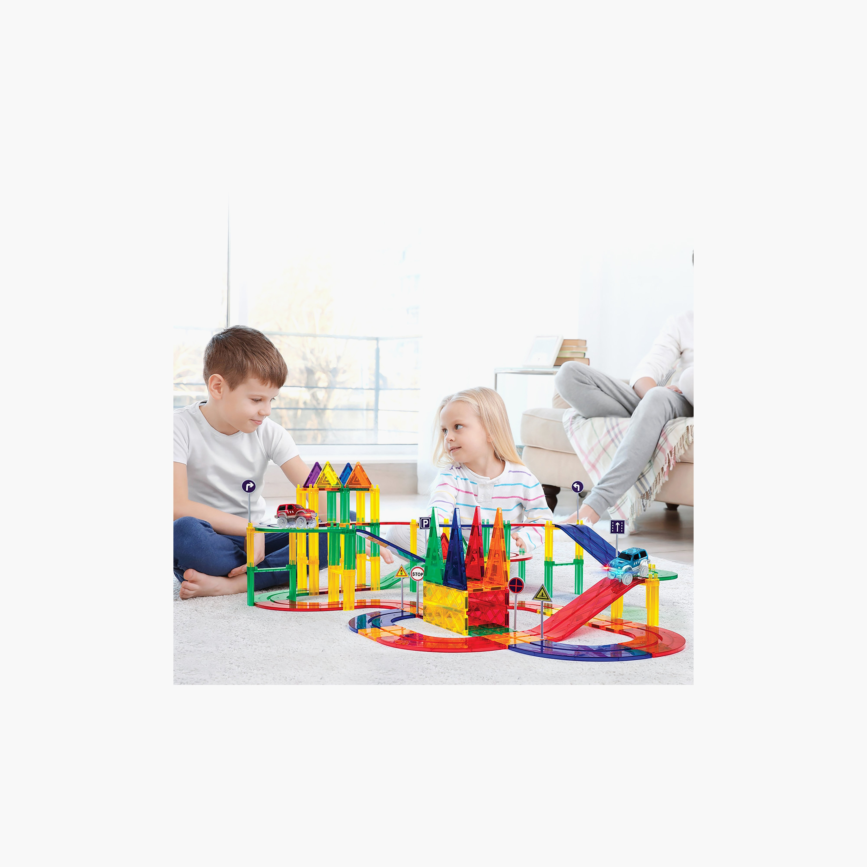 Picasso 50-Piece Magnetic Tile Race Track Building Set with LED Cars-toys-buildingblocks-magnetictoys-image-10