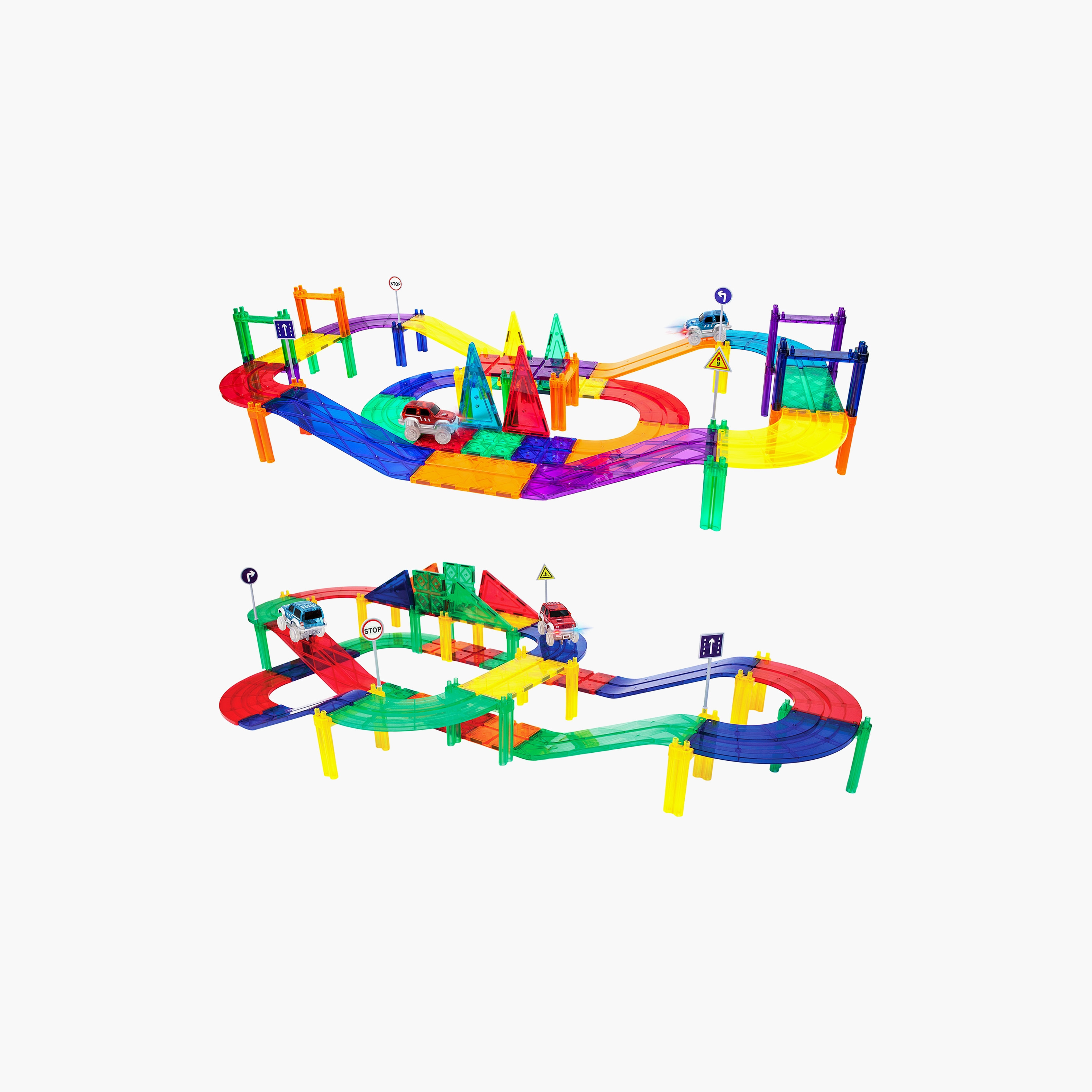 Picasso 50-Piece Magnetic Tile Race Track Building Set with LED Cars-toys-buildingblocks-magnetictoys-image-13