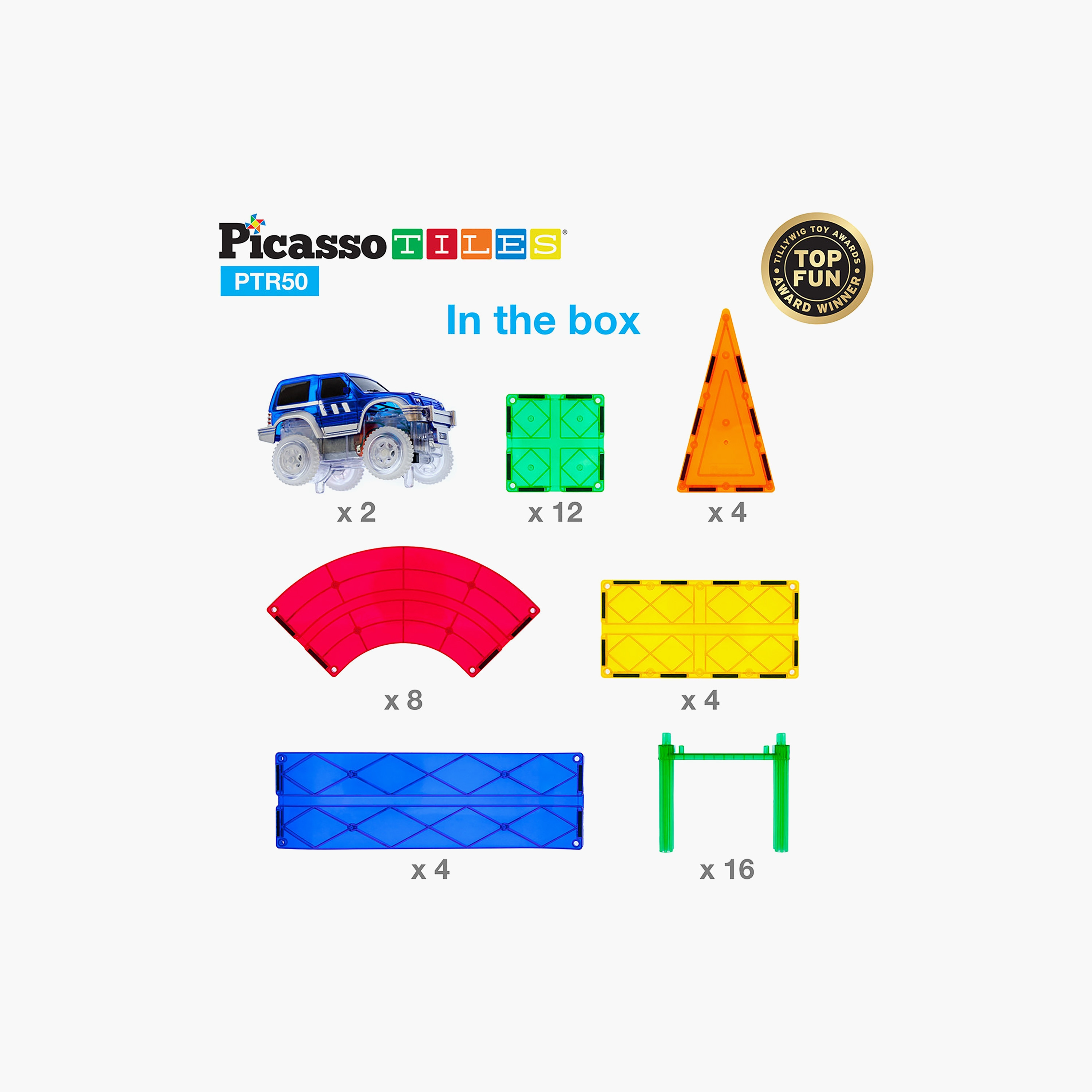 Picasso 50-Piece Magnetic Tile Race Track Building Set with LED Cars-toys-buildingblocks-magnetictoys-image-2