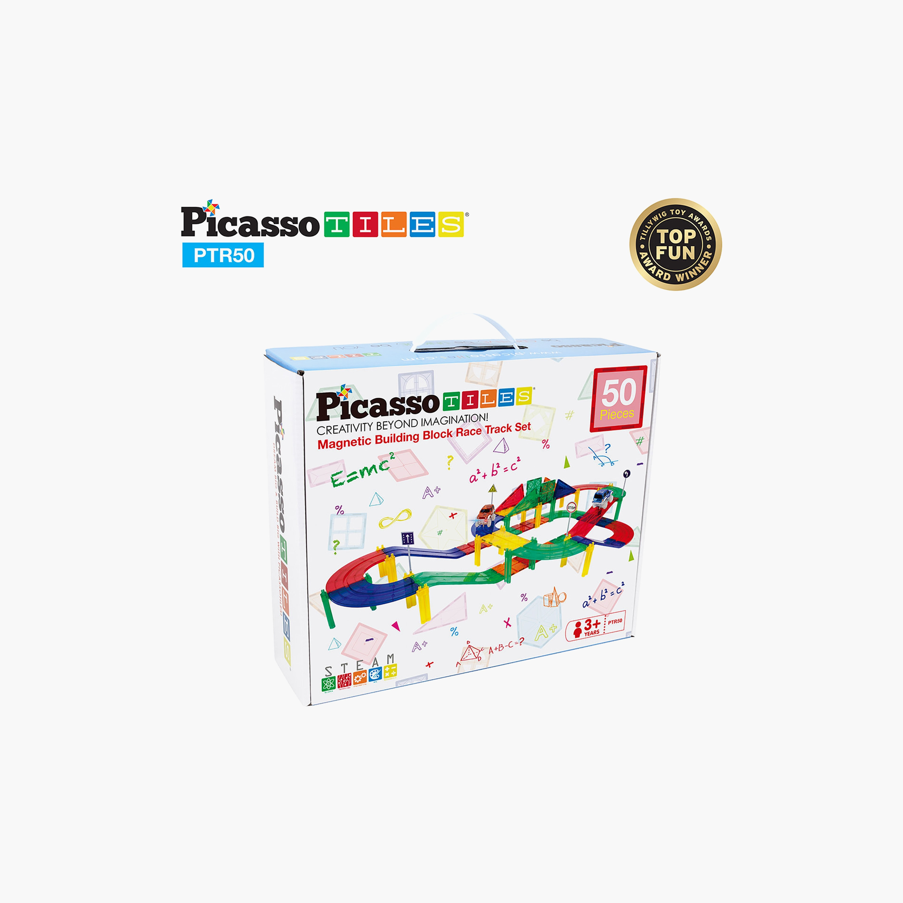 Picasso 50-Piece Magnetic Tile Race Track Building Set with LED Cars-toys-buildingblocks-magnetictoys-image-5