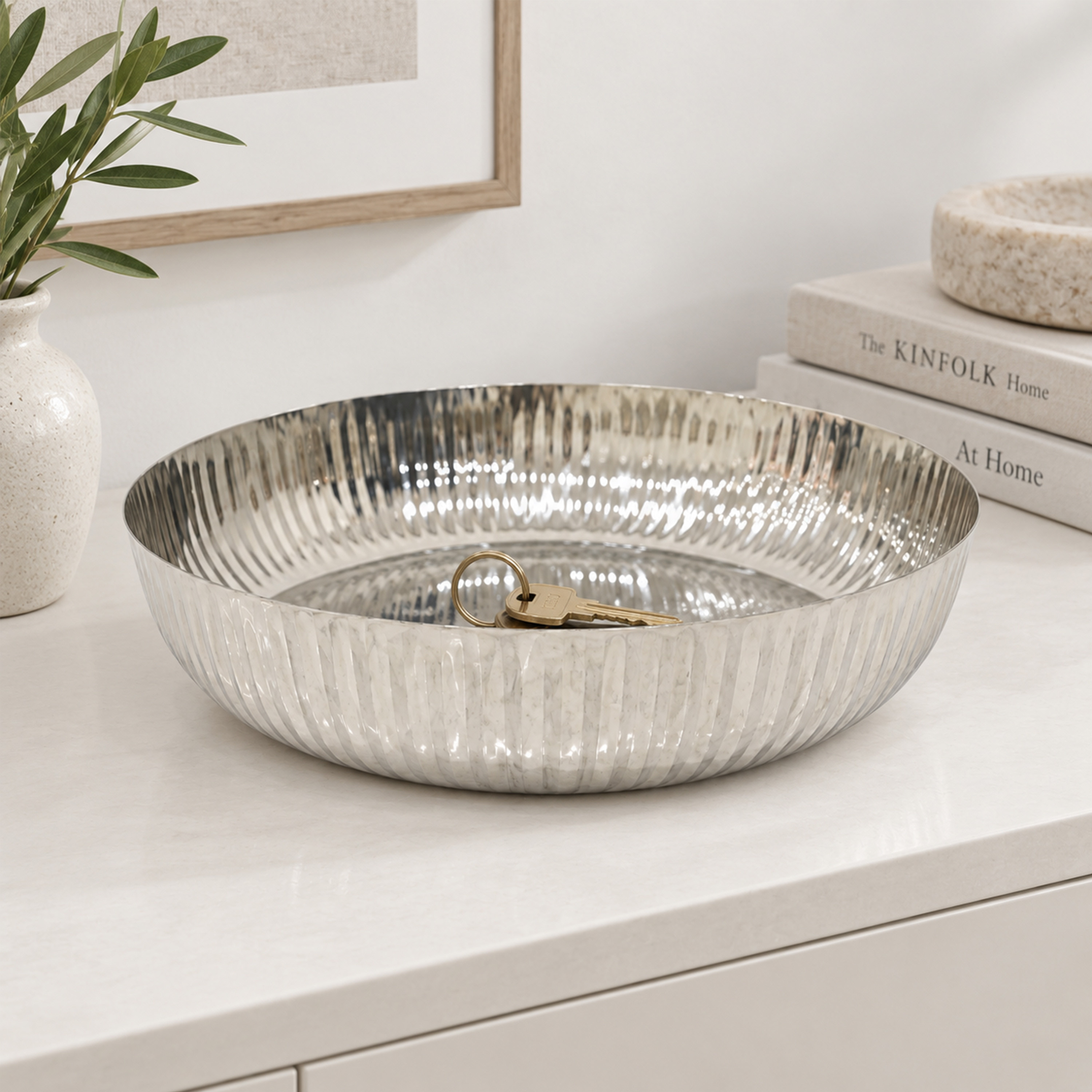 Crafted By Lifestyle Embossed Steel Serving Bowl - 30 Cm-household-dining-dinnerware-bowls-image-4